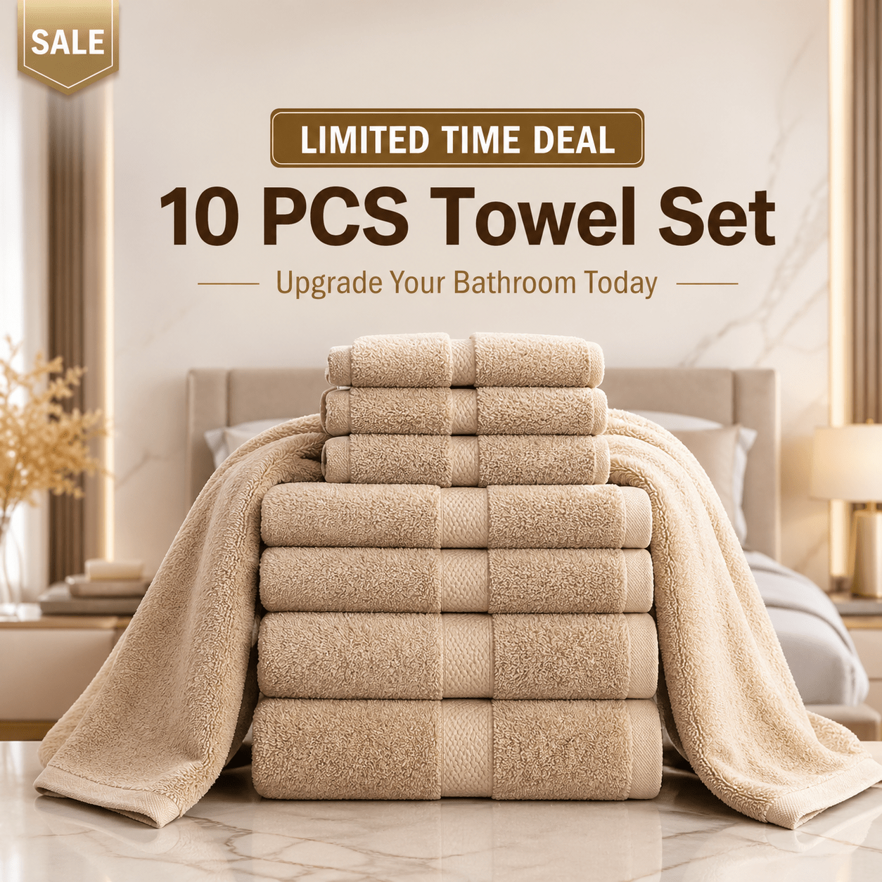 TEMU 10-piece Towel Set For Home, Gym And Travel, Lightweight -drying Multipurpose Towels For Face, Hands, Kitchen, Fitness, Cleaning And Everyday