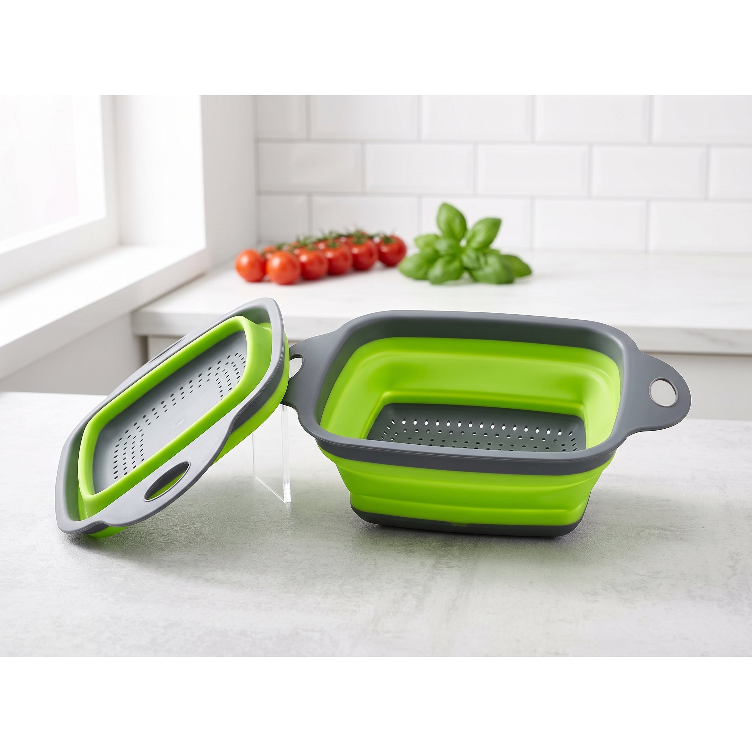 TEMU 2-piece Foldable Sink Colander – Space-saving Basket For Pasta, Fruits, And Vegetables, Adjustable And Multi-functional