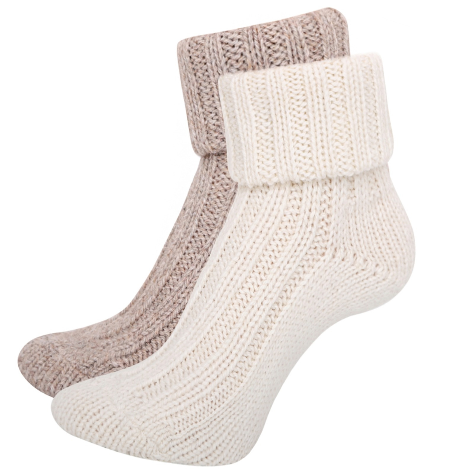 TEMU Of Ladies' Alpaca Socks With Cuff Winter Socks Wool Socks Warm Socks Alpaca Socks Cozy Socks Thick Knitted Ladies' White/grey Or White/beige