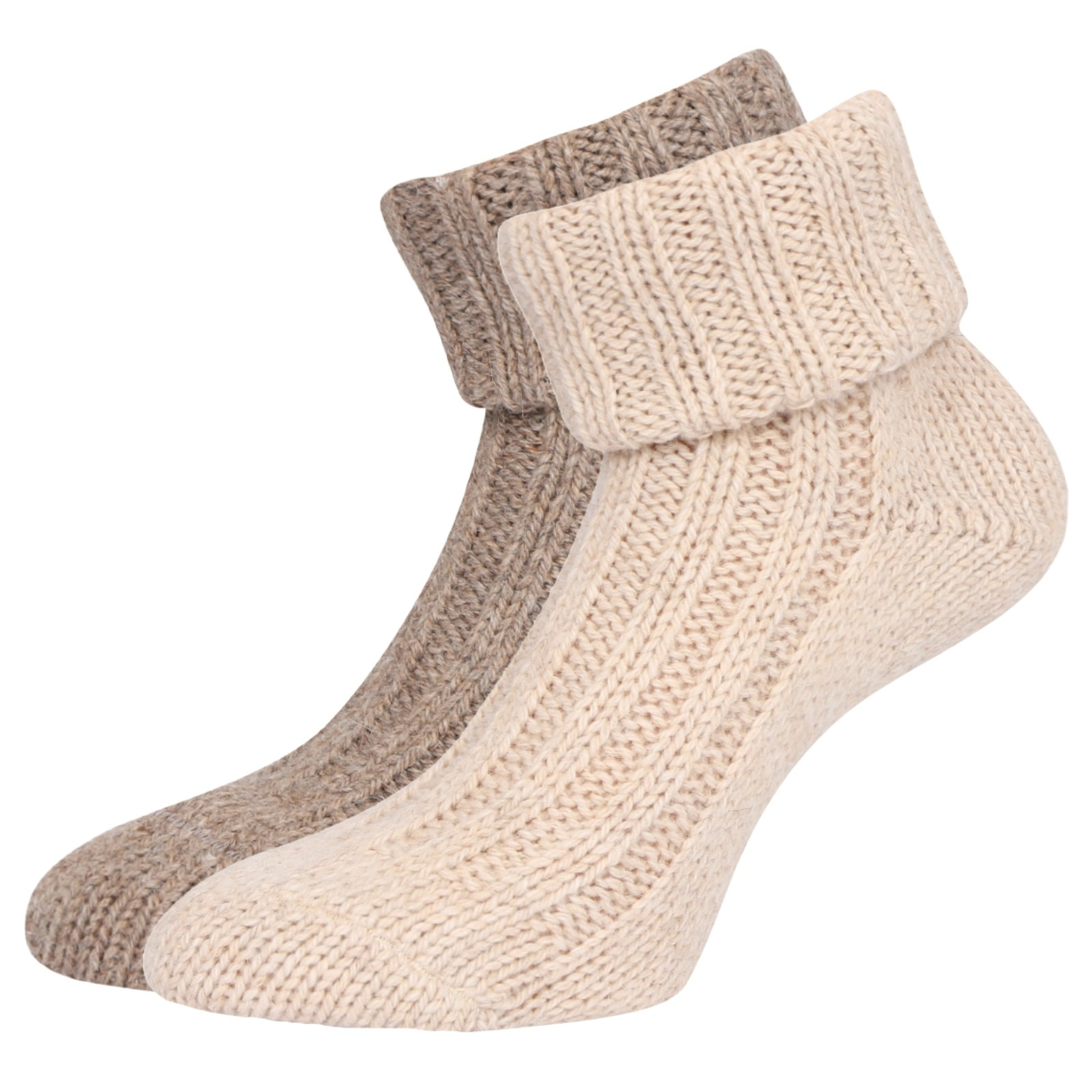 Image of Of Ladies' Alpaca Socks With Cuff Winter Socks Wool Socks Warm Socks Alpaca Socks Cozy Socks Thick Knitted Ladies' Brown Grey