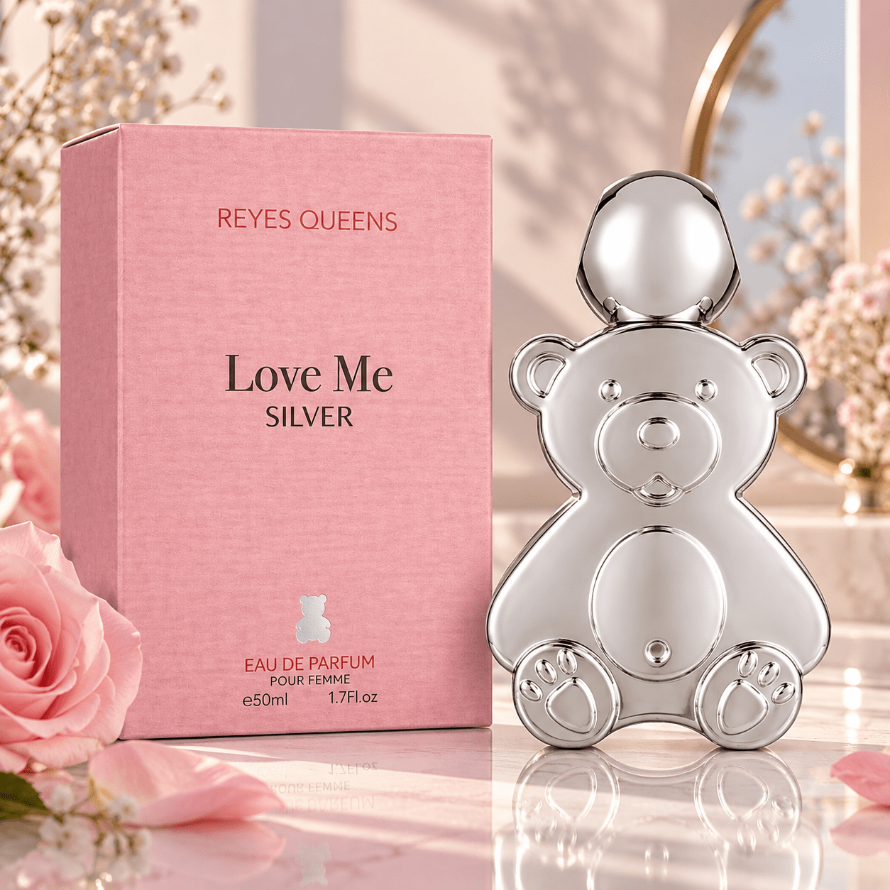 Image of Everlyx - Love Me Silver Queens. Perfume For Women Eau De Parfum, A Sweet And Scent With Fresh Notes Of Green , And Orange Citrus, Elegant Jasmine, Rose, And Smooth Sugary Base 50ml.