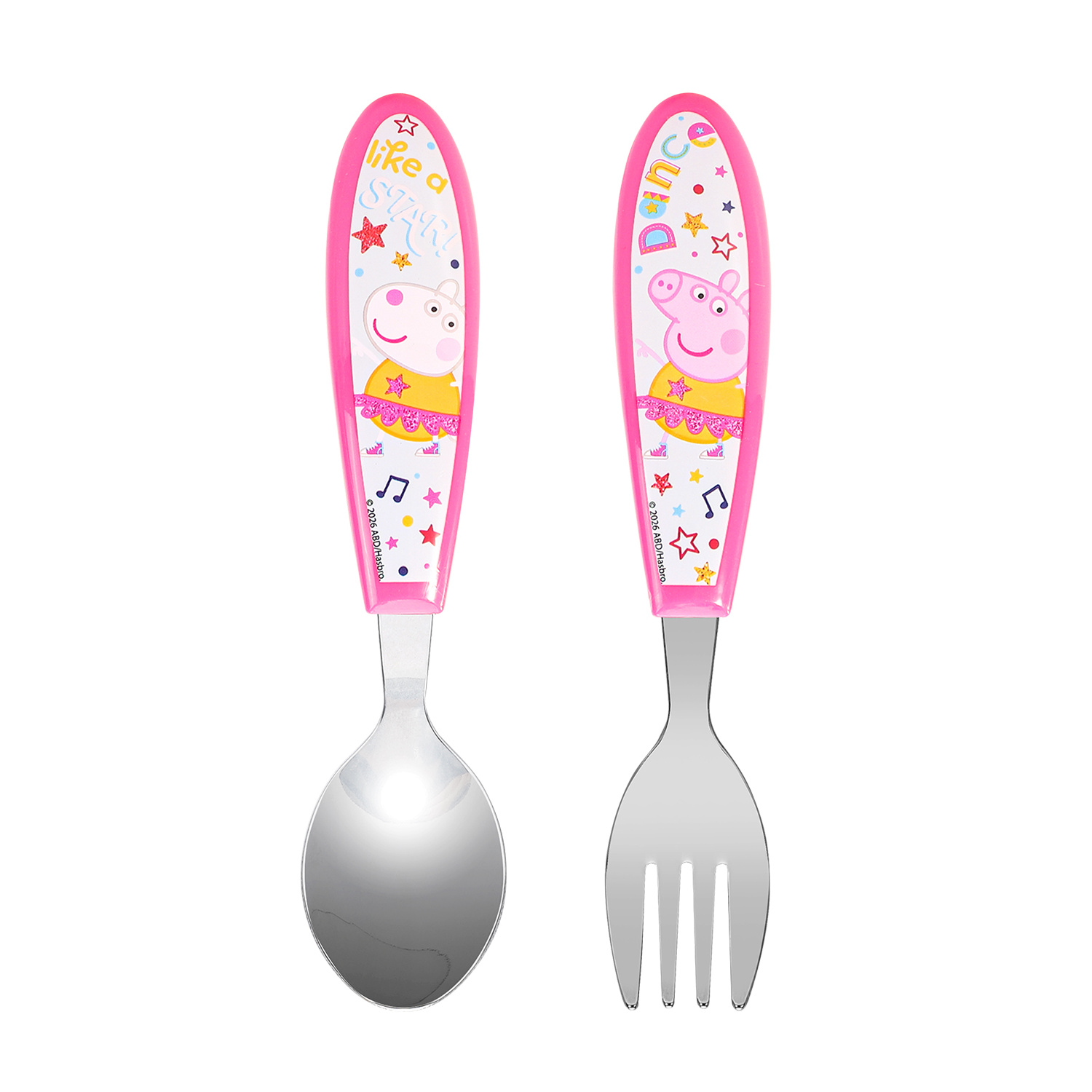 TEMU Pig Children's Kids Ergonomic 2pcs Cutlery Set - Fork And Spoon