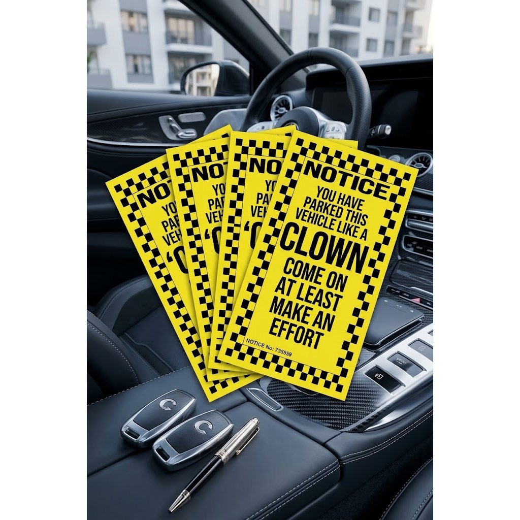 TEMU Joke Clown Parking Stickers - 4 Pieces - Self Adhesive & Weather Proof