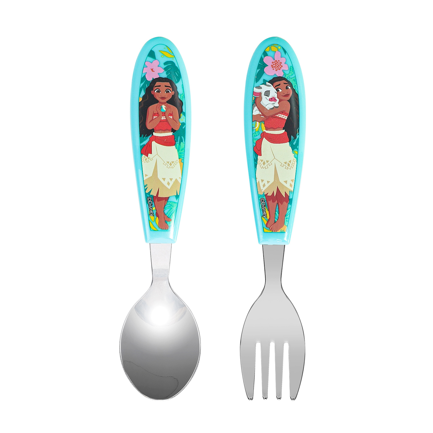 TEMU Children's Kids Ergonomic 2pcs Cutlery Set - Fork And Spoon