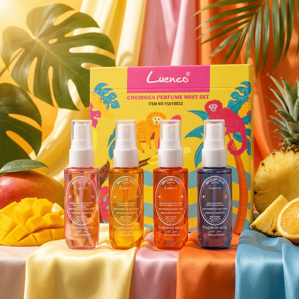 TEMU Lot de 4 Parfumées 40ml – Éclat Tropical, Caramel, Prune Ambrée & Orchidée Velours