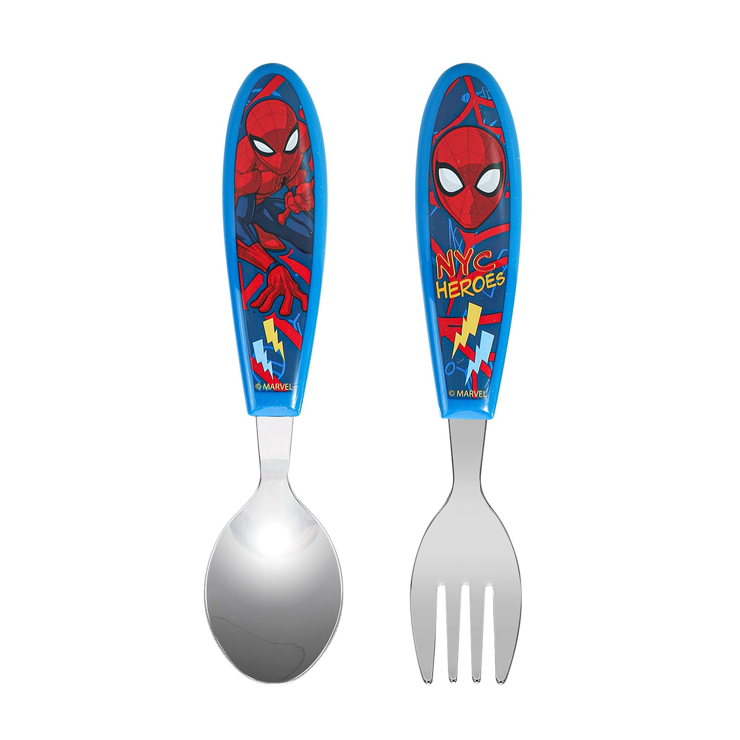 TEMU Spiderman Children's Kids Ergonomic 2pcs Cutlery Set - Fork And Spoon
