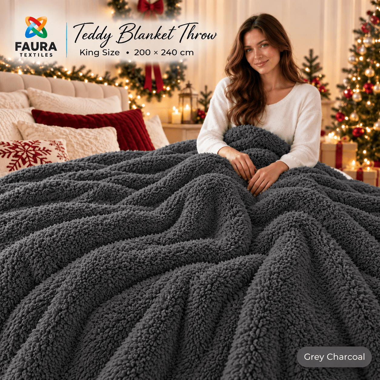 TEMU Faura Textiles Teddy Blanket For Sofa & Bed, King Size 200 X 240 Cm – Large Cosy Throw For Settee, Bedroom & Living Room, 8 Colours