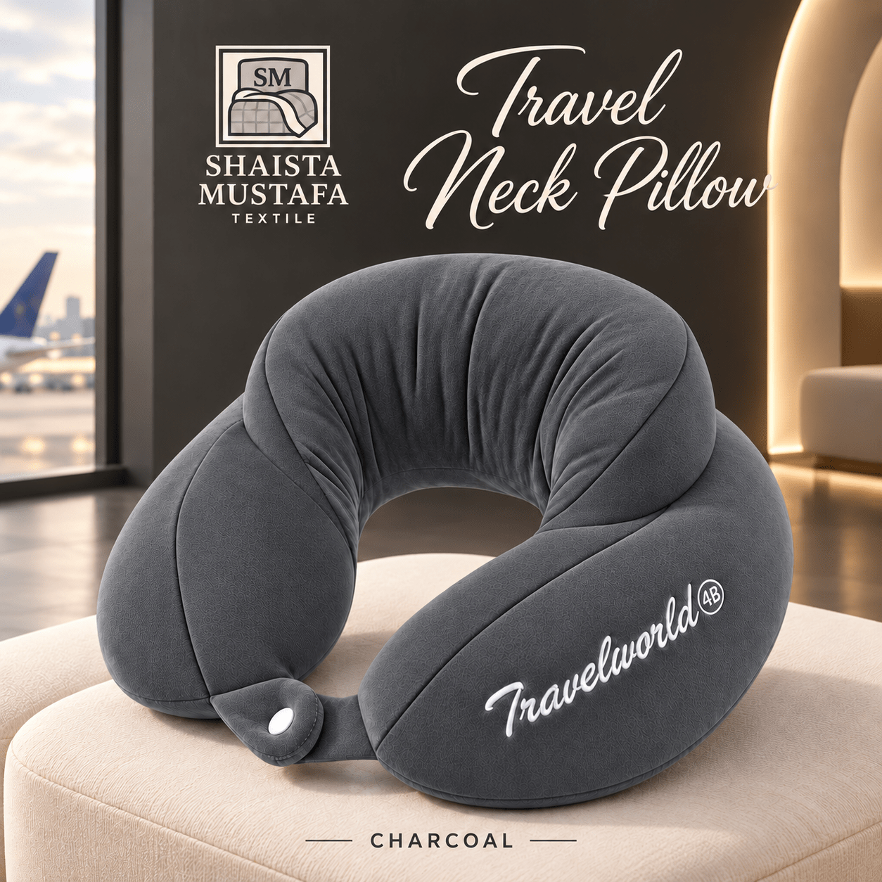 TEMU U-shaped Travel Neck Pillow For Adults – Portable Neck Support Cushion For Aeroplane Sleeping, Car Trips, Train & Seated