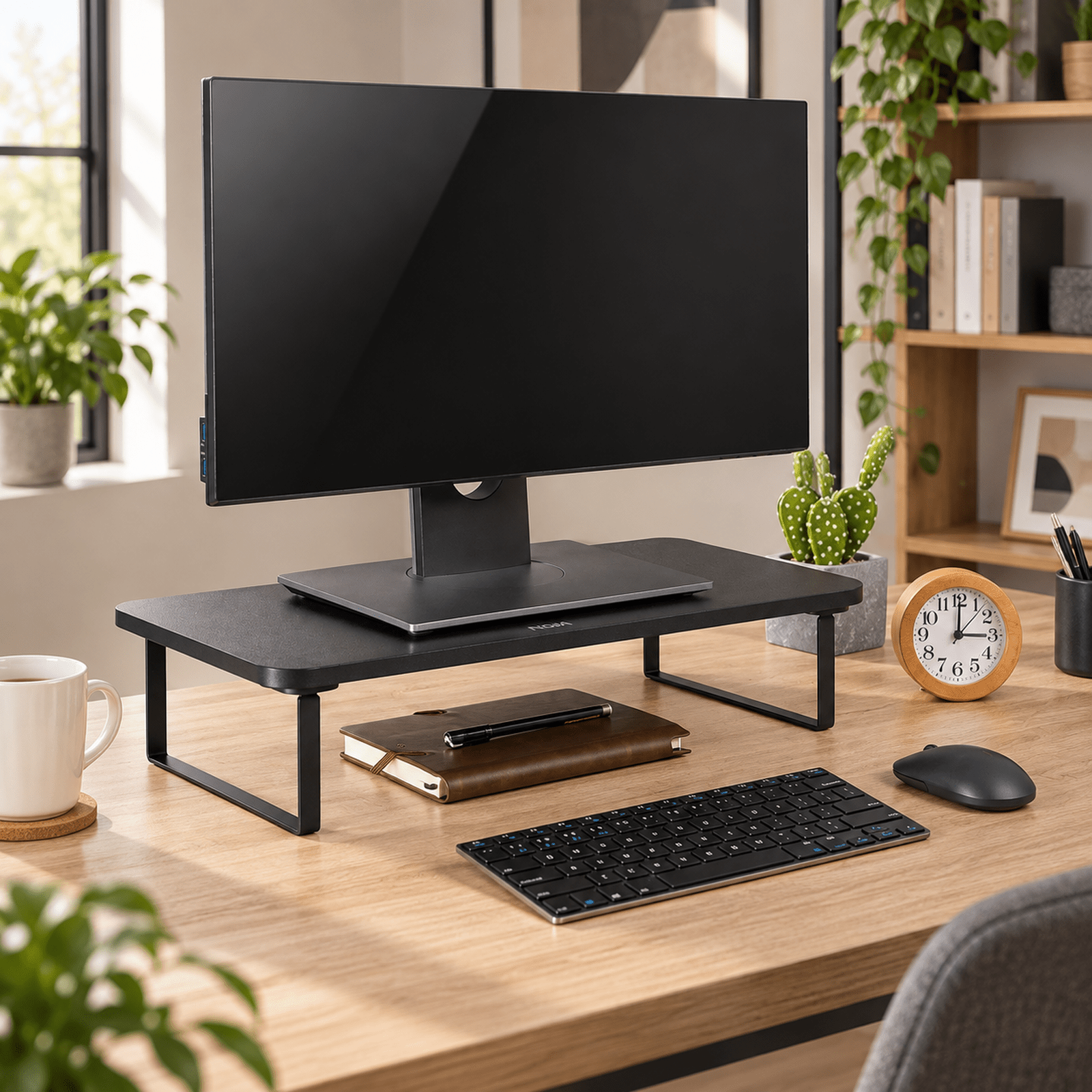 TEMU Supporto Monitor, Rialzo Ergonomico, fino a 32'' e 20kg, , Rialzo Monitor da Scrivania, 50x26x12,2 cm, per Schermi, TV, Notebook, Stampanti, ,