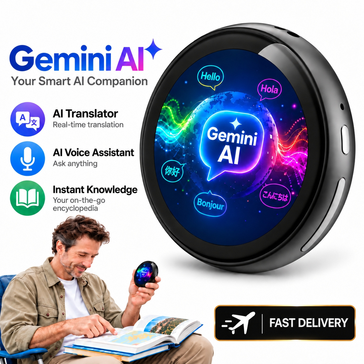 Image of 1pc Translator, 60 Languages Offline & Online Translation, Wireless , Ultra-portable Design, Semi-intelligent Assistant For Business Travel & Language Learning