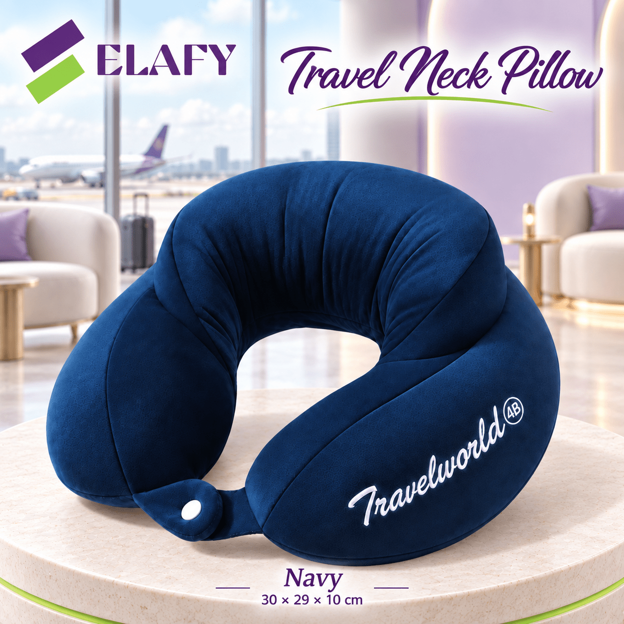 TEMU Elafy Travel Neck Pillow For Adults – Portable U-shaped Neck Support Cushion For Aeroplane Flights, Car Travel, Trains & Seated