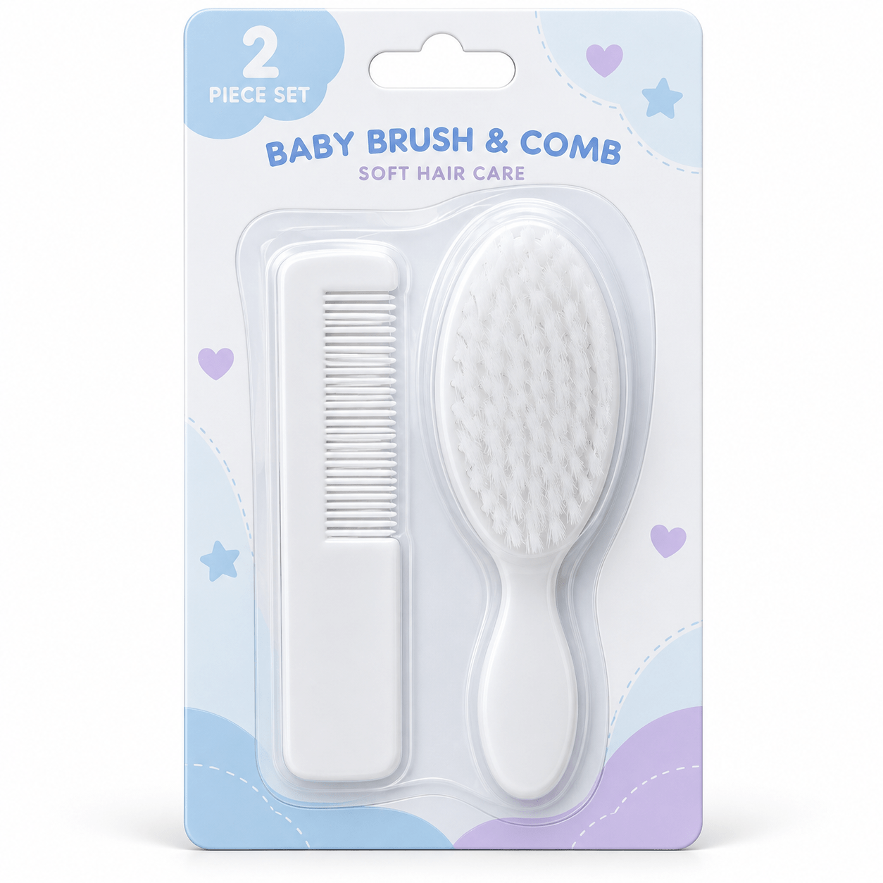 TEMU 2 Pack Baby Brush And Comb Set | Soft Bristle Newborn Hair Brush & Infant Comb | Grooming Kit For Care | Toddler Hair Care Set For Nursery