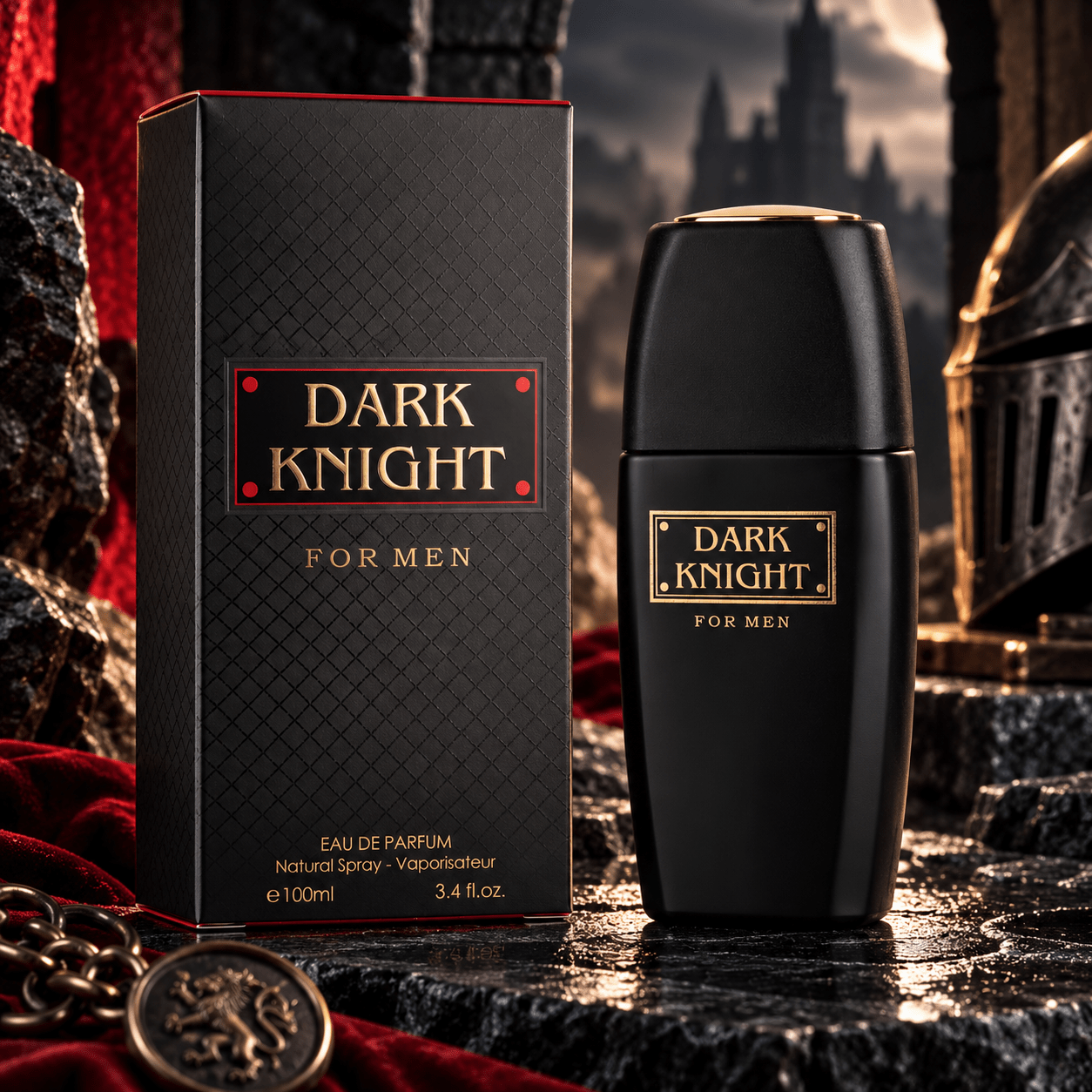 Image of Everlyx - Dark Knight Fragrance Couture: Men's Eau De Parfum, Aromatic Family With Notes Of Lavender, Patchouli, Orange Peel, Lemon, Elegant Geranium, Fresh , Linalool, And Deep Base, 100ml