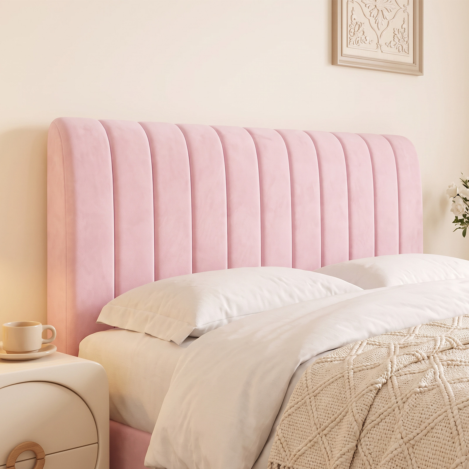 TEMU 1pc Velvet Thickened Headboard Protector Cover, Solid -resistant Integrated Headboard Cover, Dustproof Slipcover Washable For Full Size Bed,