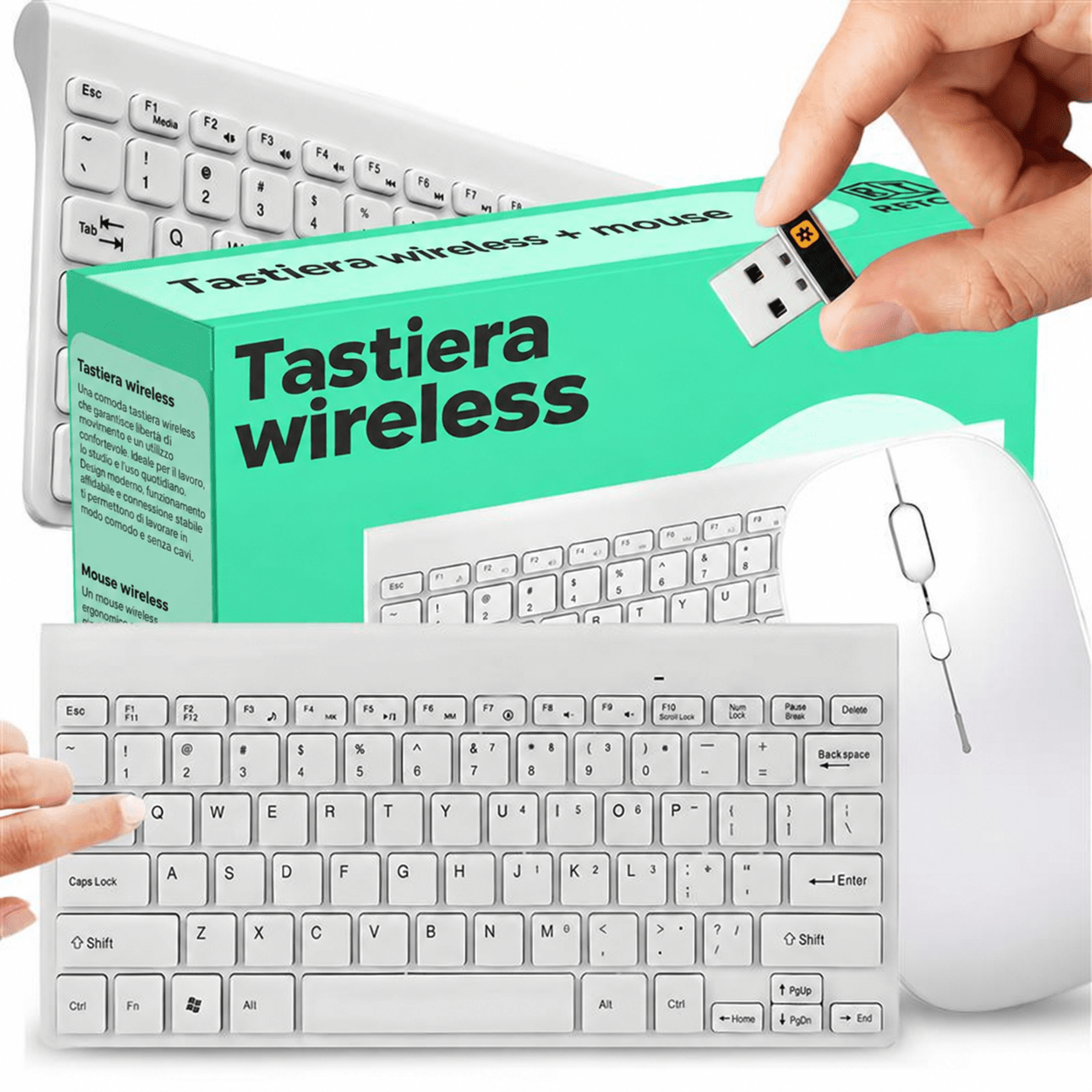 TEMU Wireless 2.4 Ghz Keyboard And Mouse Set With A Single Usb Receiver, Design Keyboard With 78 Keys And Adjustable Optical Mouse 800 1200 1600 Dpi