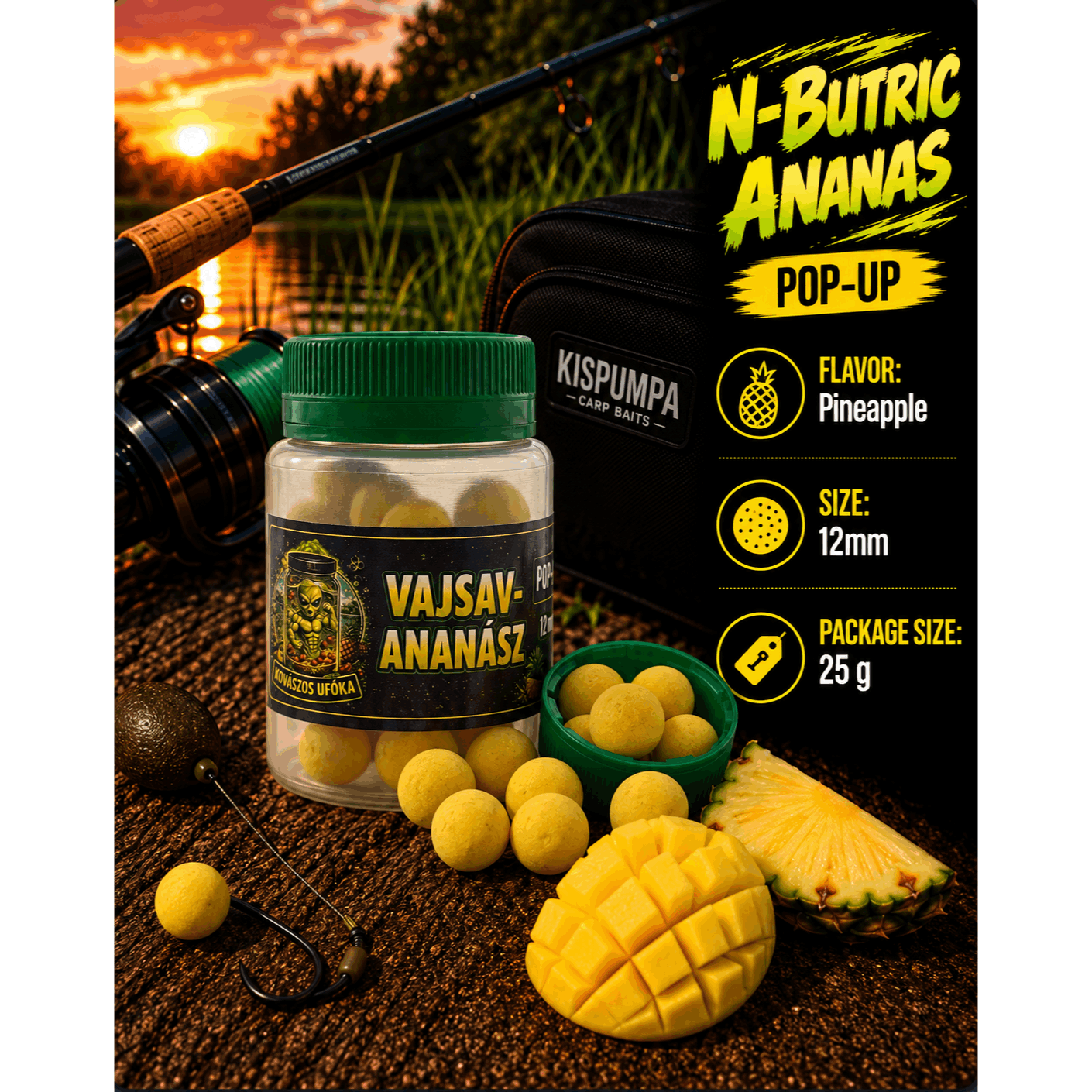 Pop-up 25g Butyric Acid Pineapple Bait, 12mm Size - Small Pump (sourdough Ufo) From Local Warehouse, Fluorescent…: retailer-supplied image