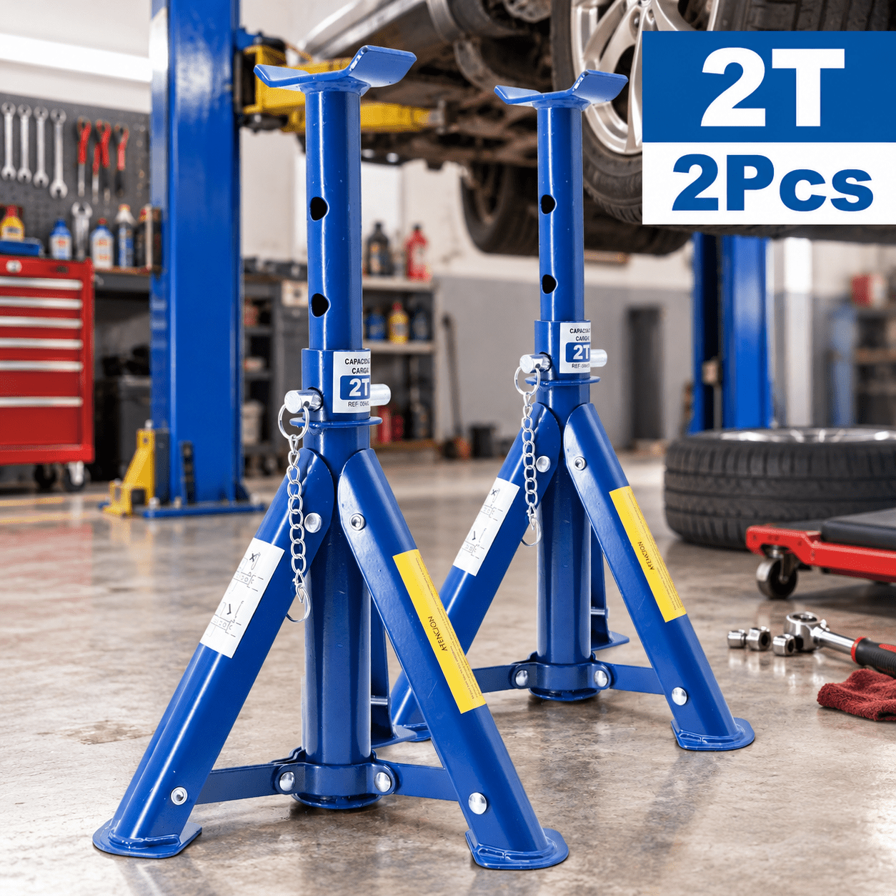 TEMU Soporte de seguridad auxiliar plegable de 2 toneladas, juego de 2 piezas, soporte de , taburete/caballete, elevador automotriz ( diseño),