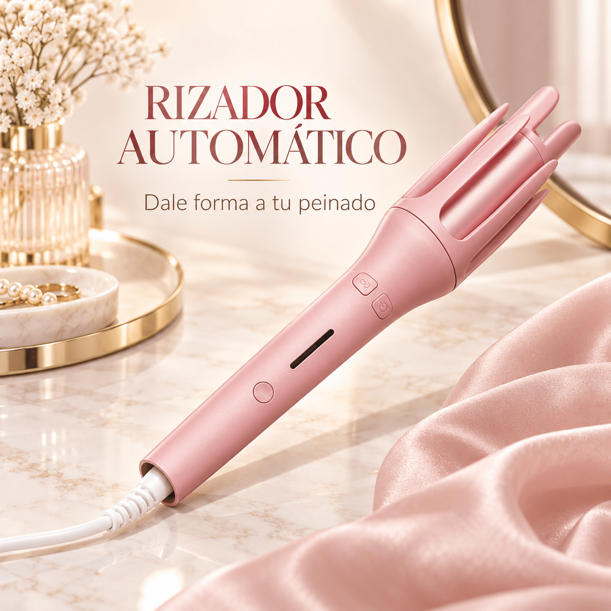 TEMU Rizador de Pelo Automático con 4 Niveles de , Apagado Automático a los y Cabezal Protector, Moldeador Eléctrico con Cable para Ondas y Rizos,