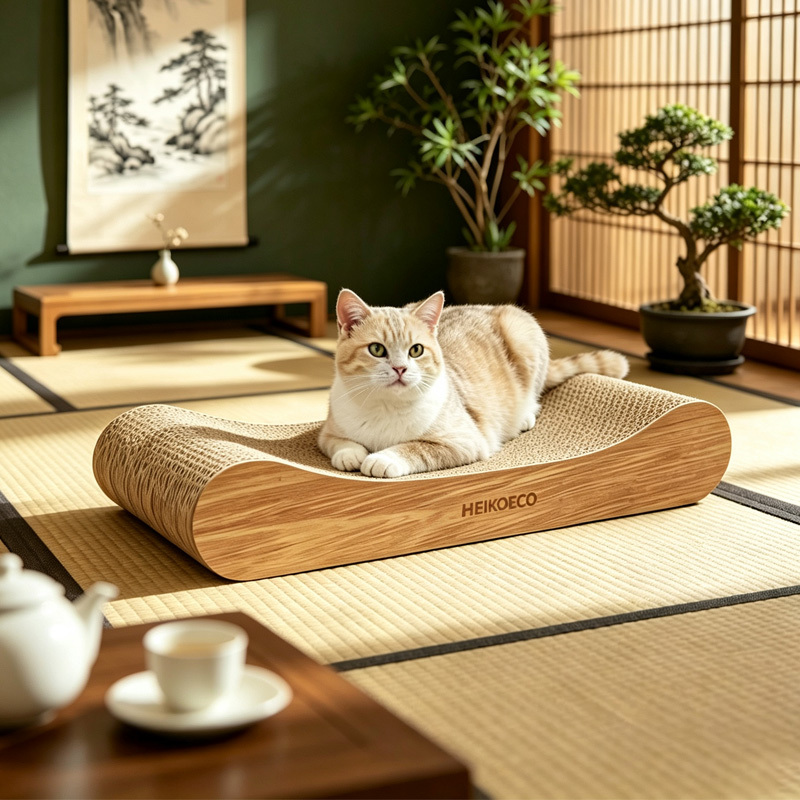 Image of ® Cat Scratching Board, Lounge Cat Sofa Made Of High-quality Corrugated Cardboard, 2-in-1 Cat Scratching Boards, Scratching Cardboard For Cats, Cat Scratching Mat, Light