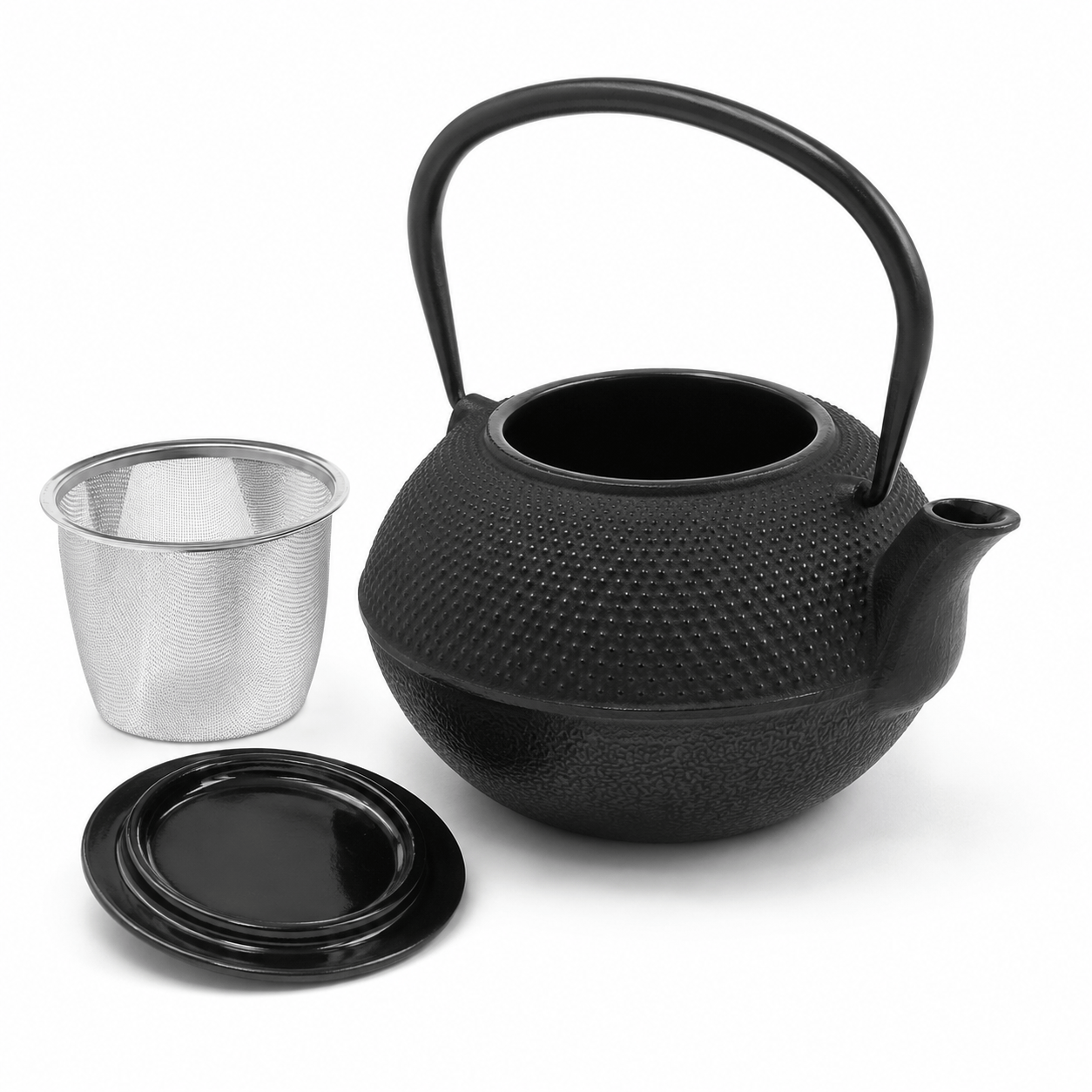 Image of Cast-iron 1.2 L Teapot With A Stainless Steel Strainer, Enameled Teapot For Tea, Herbs, And , Black Teapot