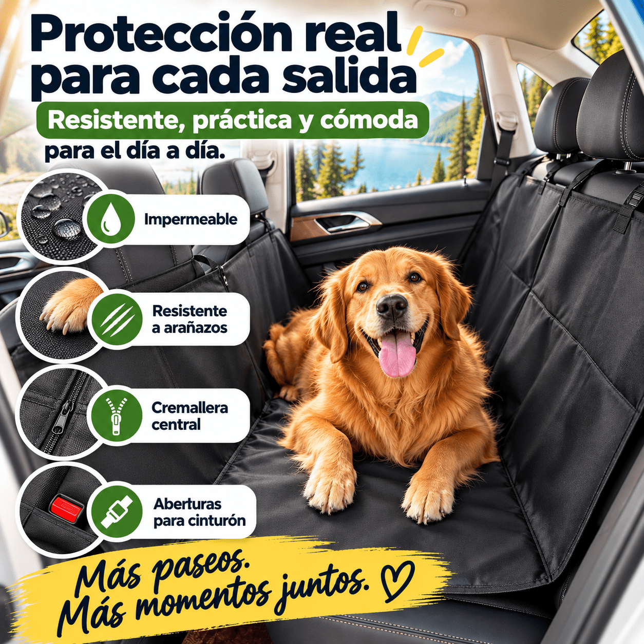 TEMU Cojín de asiento para coche para mascotas, alfombrilla para coche para perros, almohadilla de cobertura completa , tamaño pequeño impermeable y