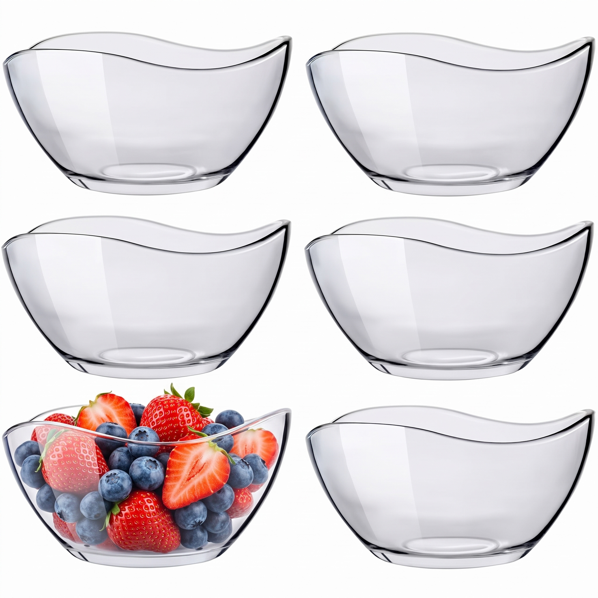 Image of 6pcs Set Of Glass Bowls 160 Ml, Elegant Dessert Bowls Made Of Glass For Ice Cream, Desserts, Snacks, Nuts, And Salads, Transparent Serving Bowls For Kitchen, Party, And Home.