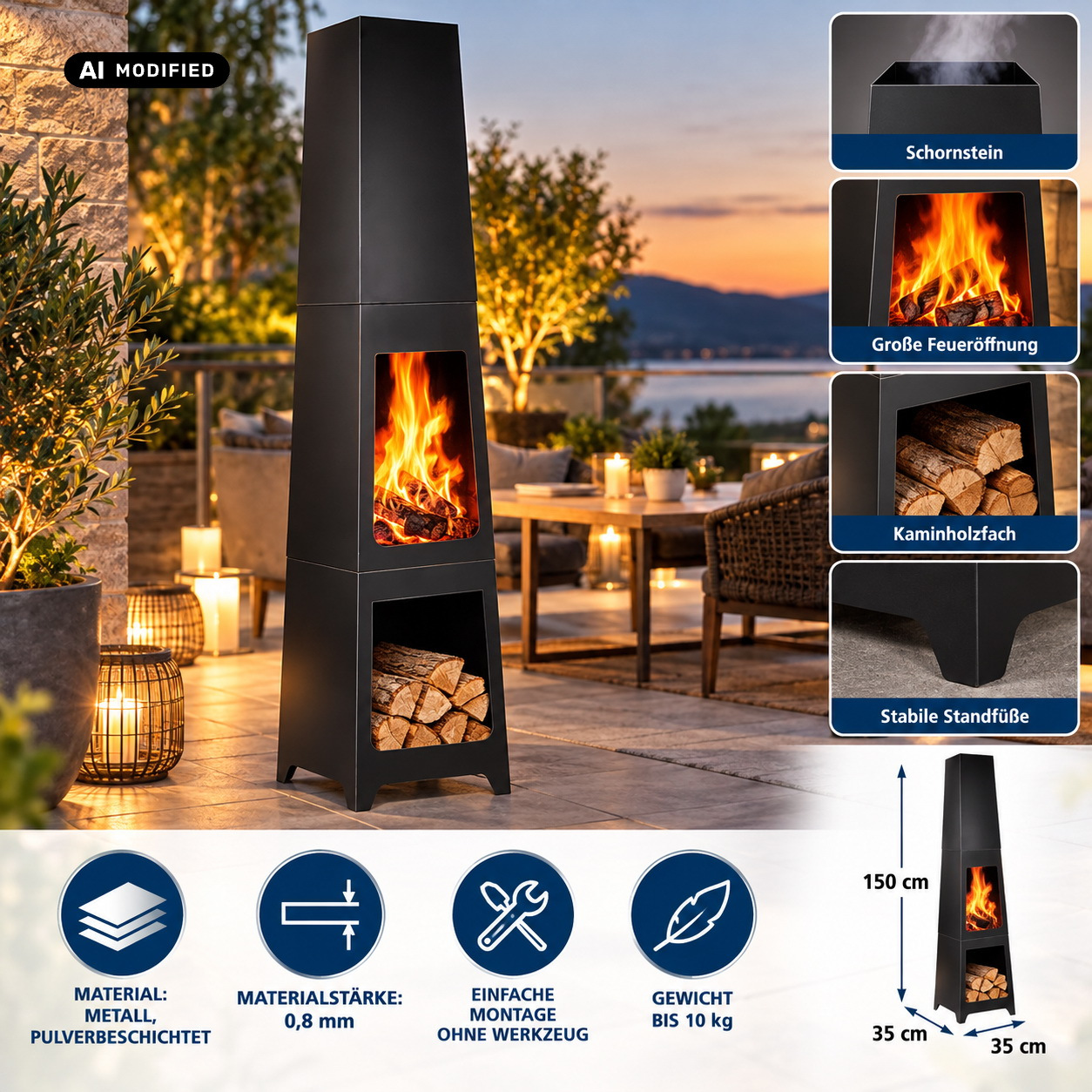 Image of Decorative Garden And Terrace Chimney "" Stove Fireplace Chimney Tower Garden Chimney Terrace Chimney Terrace Stove Garden Stove Terrace Fire Fire Stove For Garden And Terrace