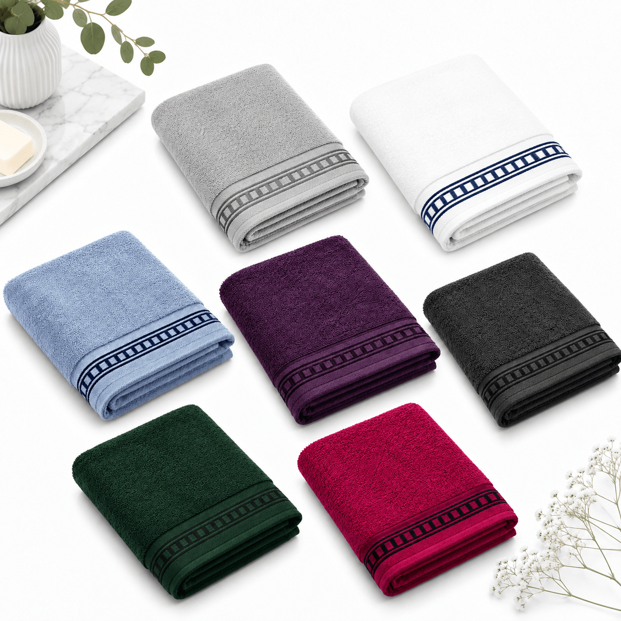 TEMU Toalla de Lavabo 50 x 100 cm 100% Algodón, Toalla de Manos de y Absorbente, Color Liso, Para Baño, Hogar, Uso Diario