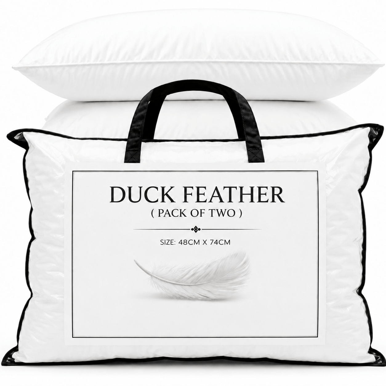 TEMU Forenza- (pack Of 2)-duck Feather & Down Pillows Pack Of 2, Soft Cotton Cover Bed Pillows, Standard Size 48 × 74 Cm, Everyday Home Pillow Set