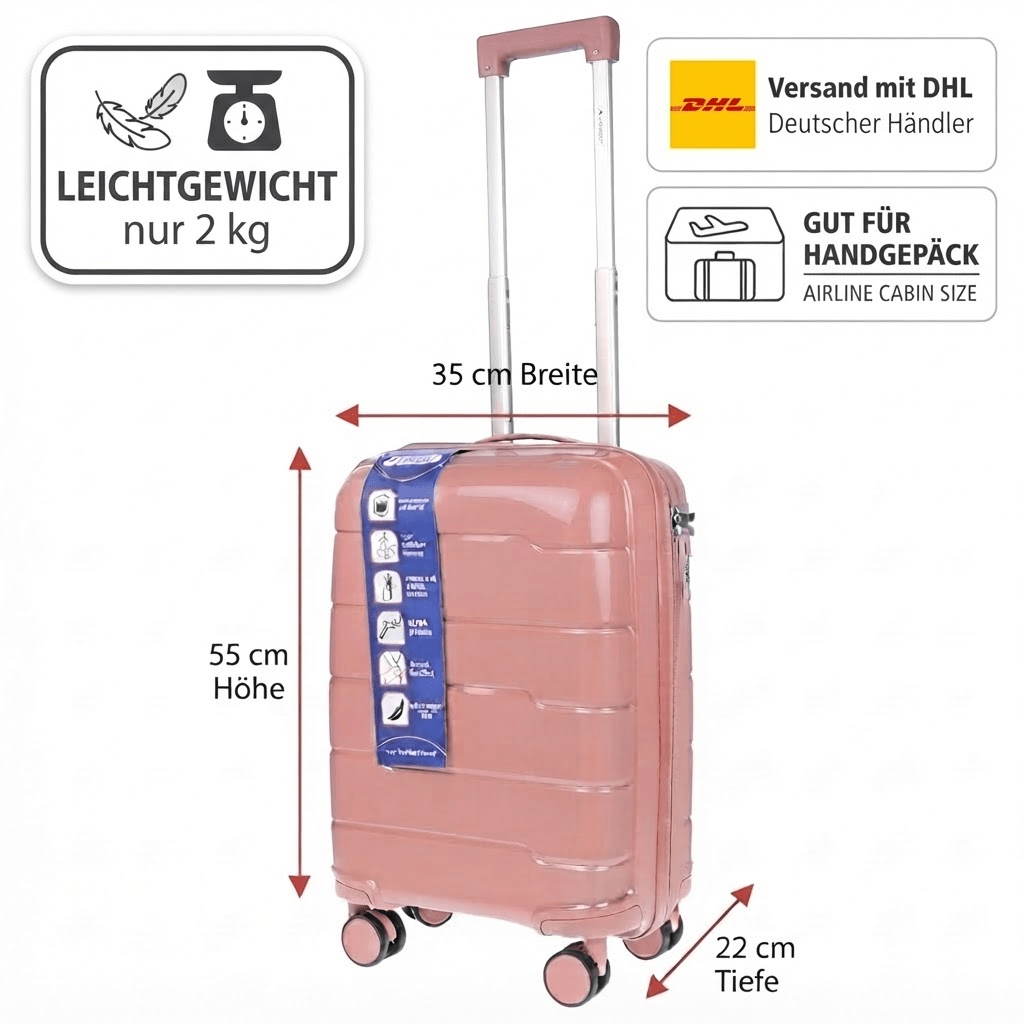 Image of Christian Wippermann Travel Suitcase Carry-on Luggage Cabin Size M 4-wheel Large 35x55x23 Cm With Security Lock, 44 , 2.3 Kg Lightweight For Men & Women, Green