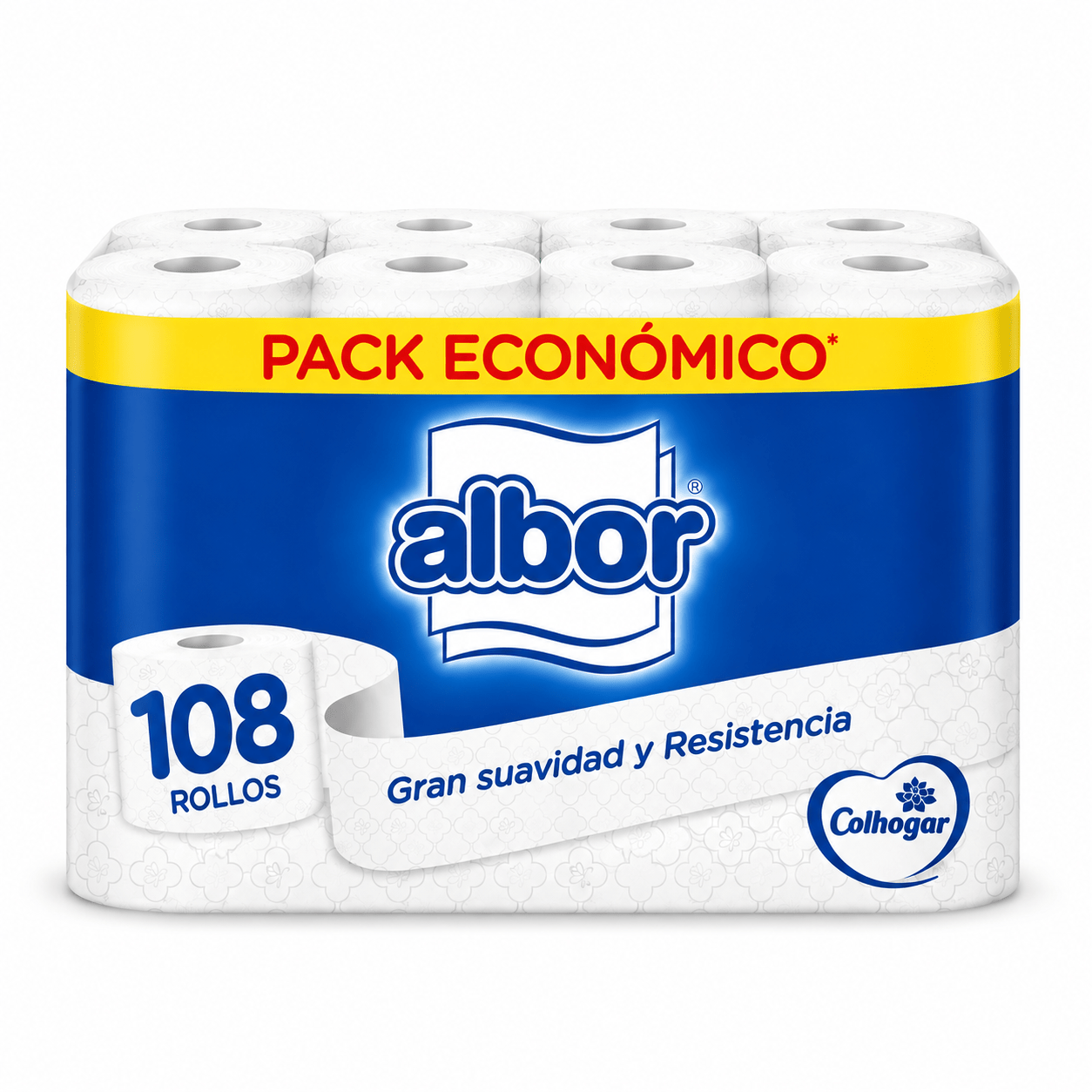 TEMU Colhogar Albor Papel Higiénico Pack Económico 108 Rollos | y Resistente | Familiar | Papel Higiénico de Uso Diario
