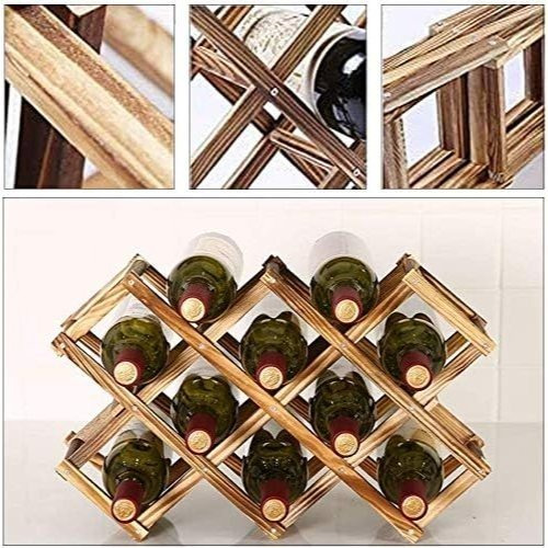 TEMU Soporte para Botellero de Madera Plegable, Organizador de Almacenamiento , Almacenamiento de Botelleros para Exhibición de Vinos, Barra de Bar,