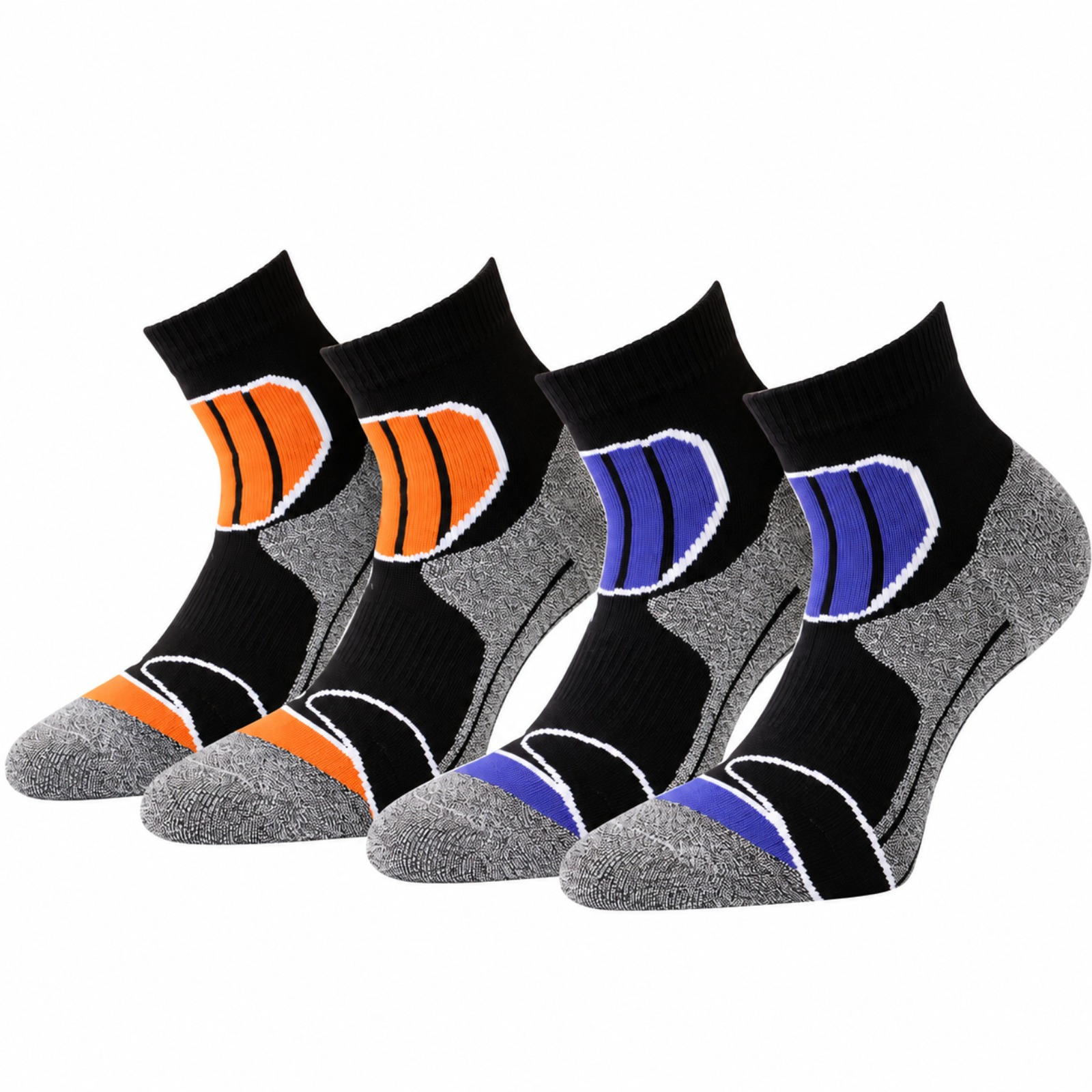 Image of 4 Pairs Of Multifunctional Trekking Socks - Outdoor Sports Socks, Fitness Socks, Hiking Socks, Unisex Short Socks, White, Size 39-42