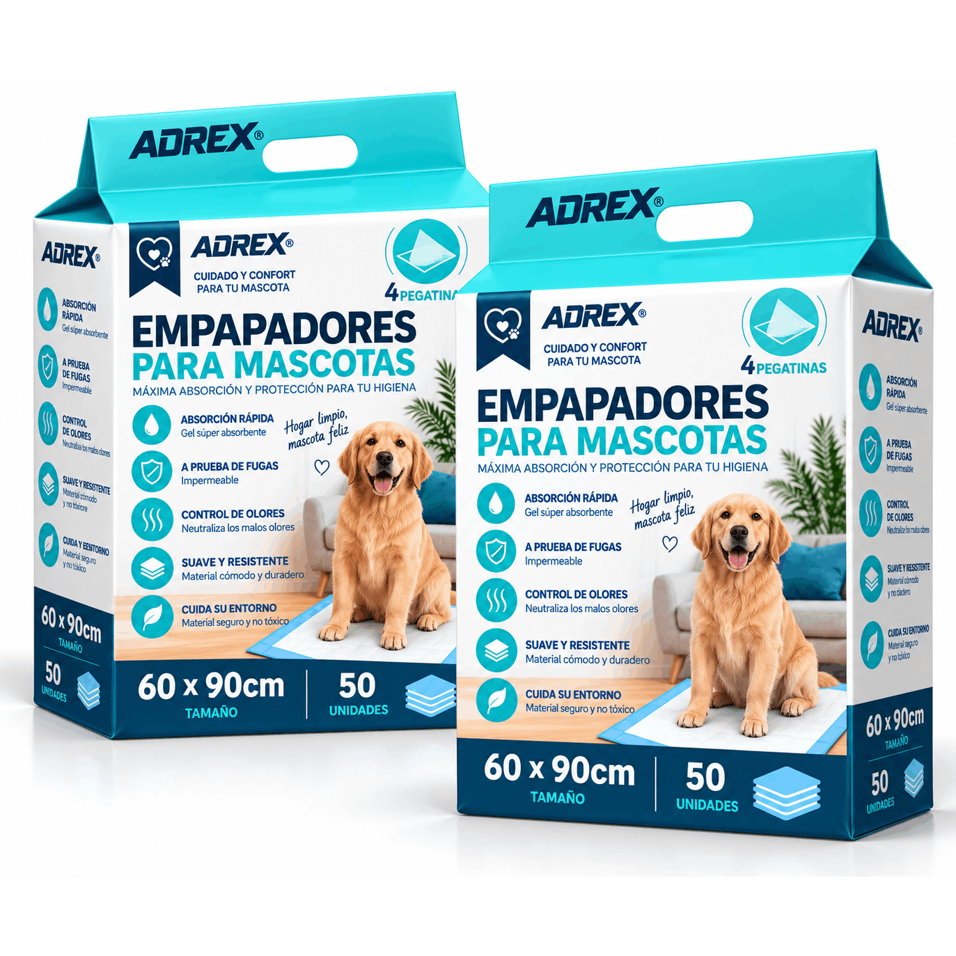 TEMU AOREX Empapadores para Perros y Gatos 100 PCS, M L XL, Adhesivas, Empapadores Absorbentes Súper Absorbente, y Control de Olores, Pads Higiénicos