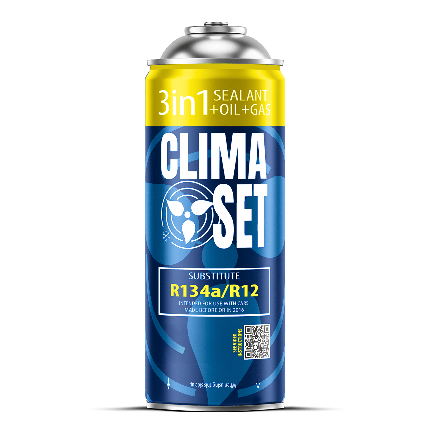 3-in-1 R134a Refrigerant For Car Air Conditioning Recharge, Oil, Sealant, Reusable Can With Thread, For Vehicles Manufactured Between 1994-2016
