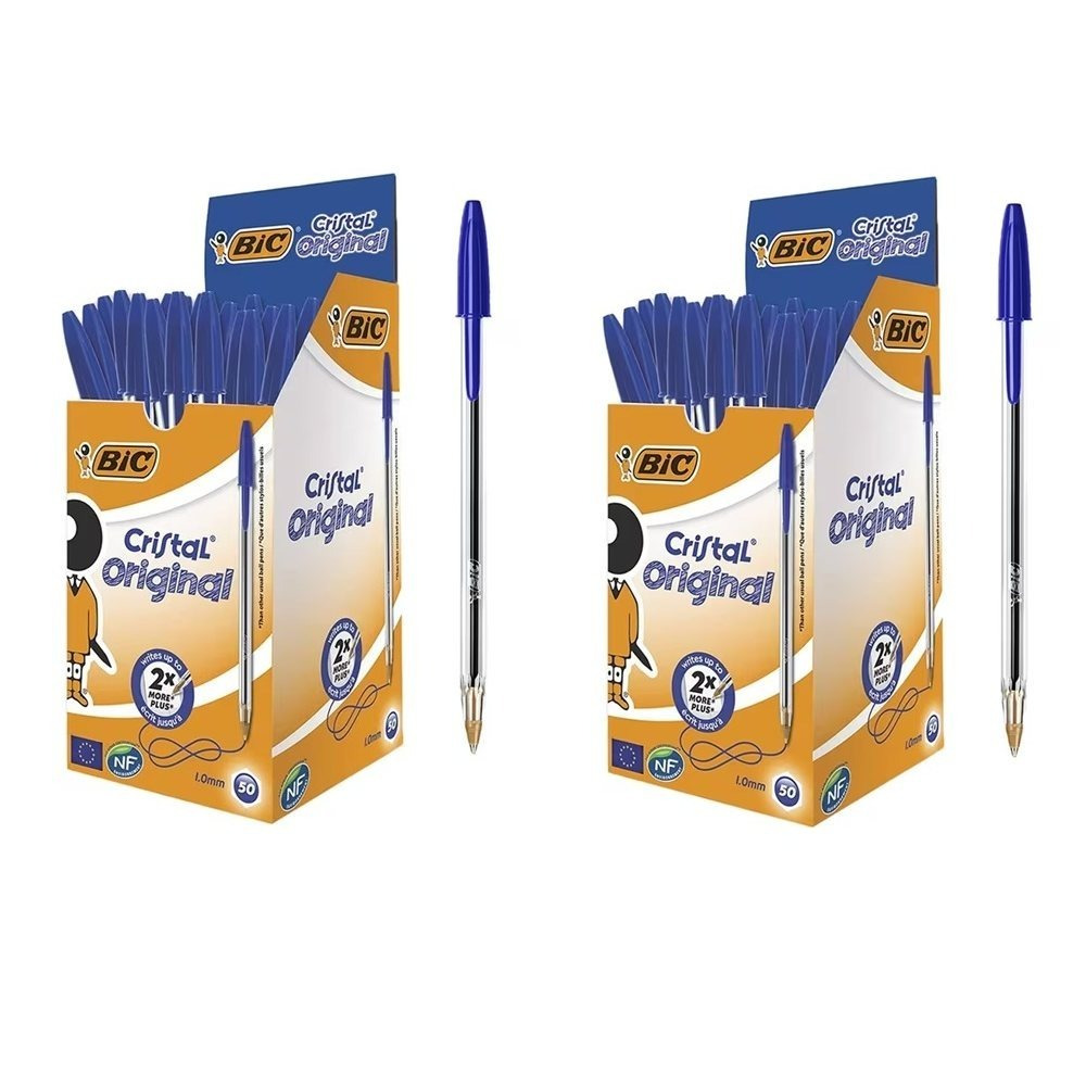 TEMU Pack da 100 Penne Original Blu a Sfera 1.0 mm Scrittura Professionale Lunga per Ufficio Scuola