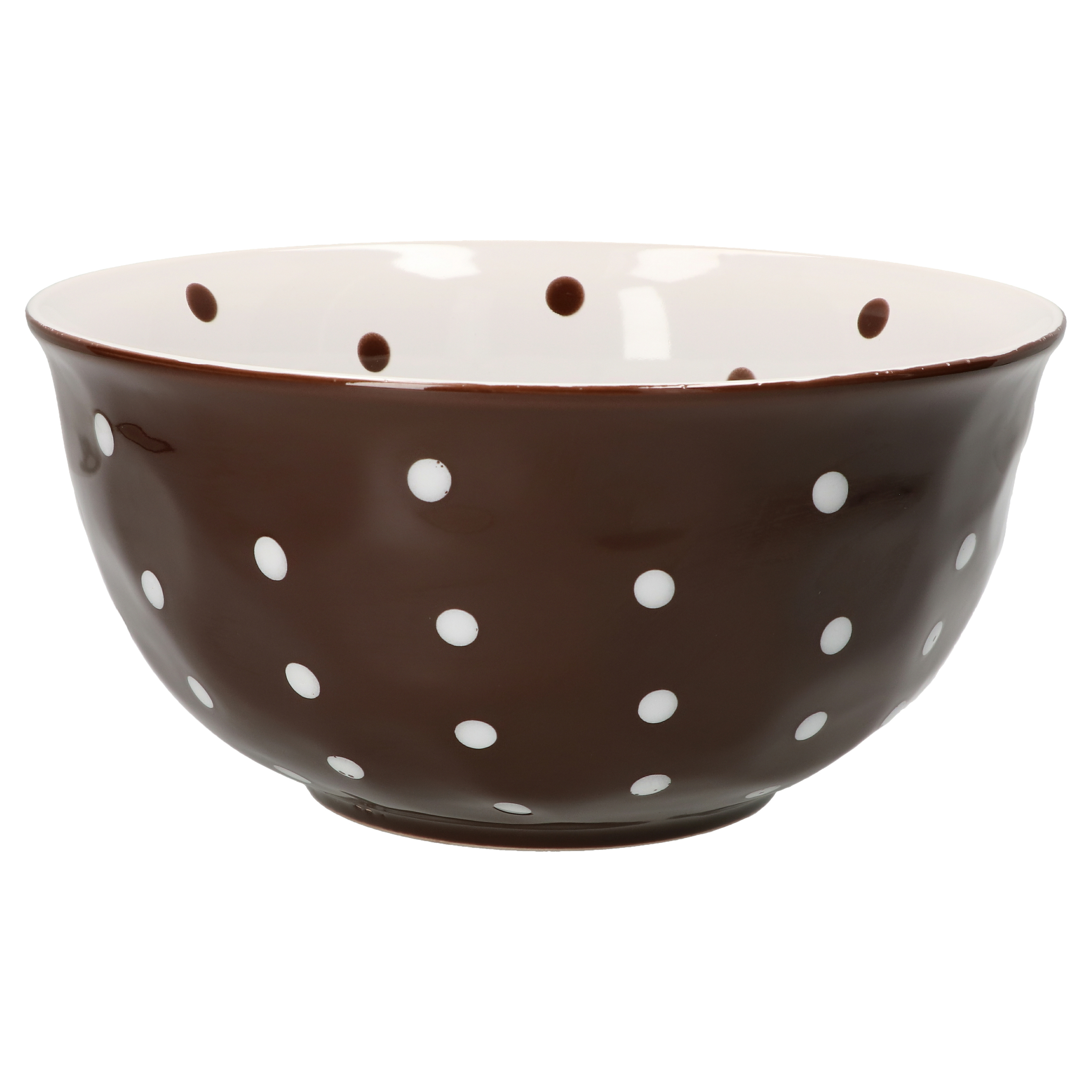 Brown And White Dotted Salad Bowl 23cm Ceramic Bowl Salad Bowl