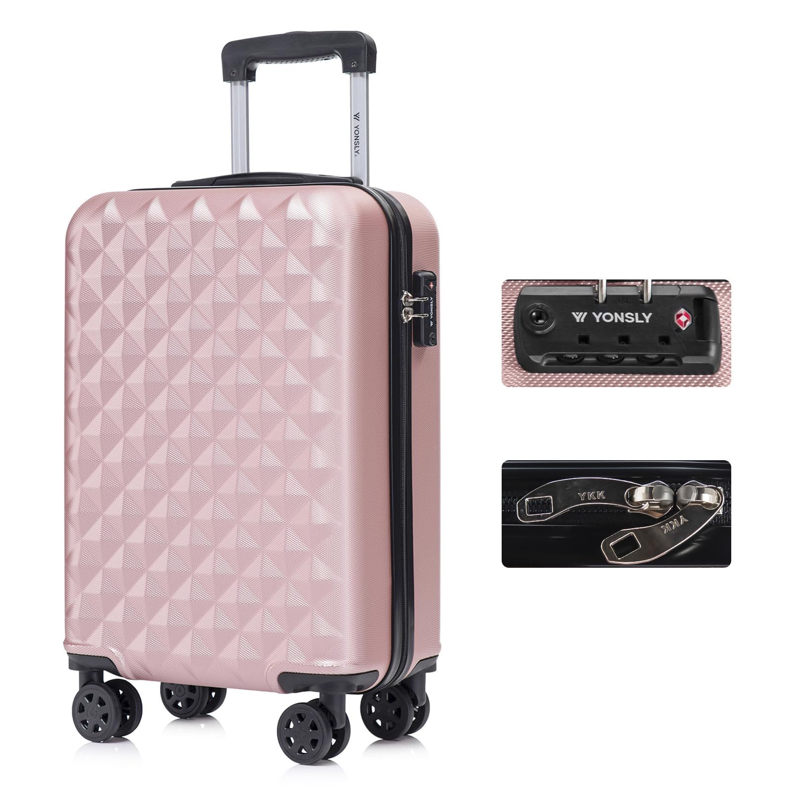 Suitcase With , Hardshell Case With Ykk Zipper, Cabin Trolley Suitcase Rolling Carry-on Luggage, 4 Wheels, Ideal For Air Travel