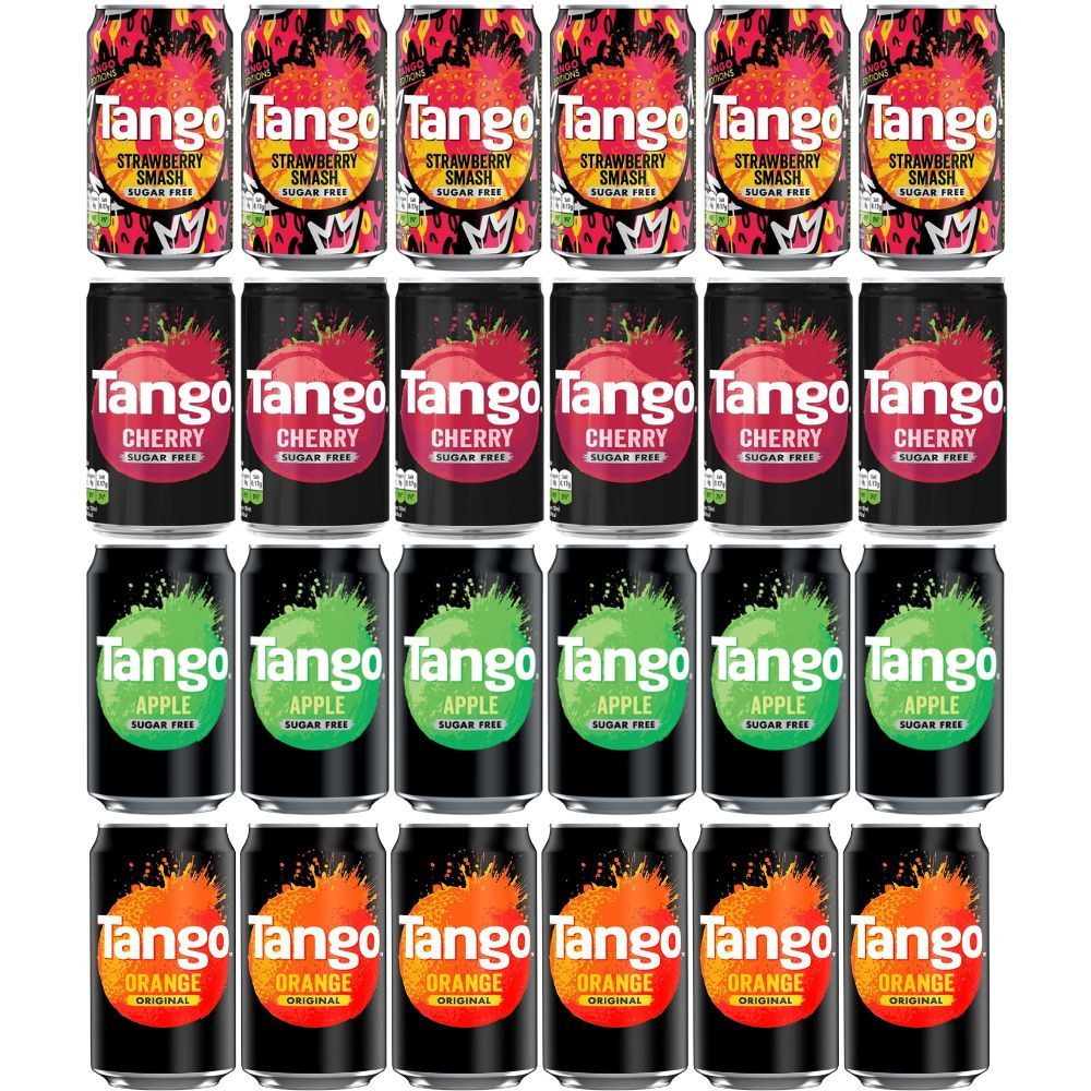 TEMU Tango Mix Case Pack Of 24 - X6 Strawberry Smash Sugar Free, X6 Cherry Sugar Free, X6 Sugar Free, X6 Orange Original