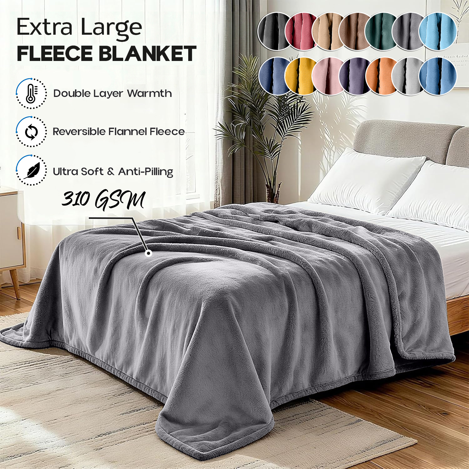TEMU 1pc Luxury Soft Solid Color Flannel Blanket – Warm Cozy Lightweight Fleece Throw For Sofa, Couch & Bed, Ultra Soft Blanket, Fade-resistant &