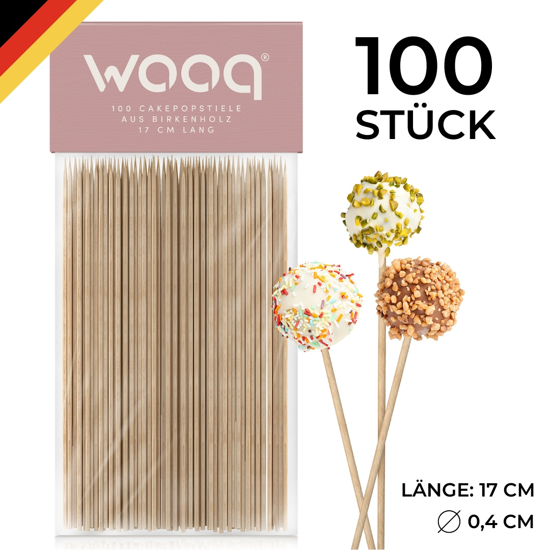 E-shop ® Holzstiele Cakepopstiele 100 Stück 17 cm Birkenholz Holzstiele Backen DIY