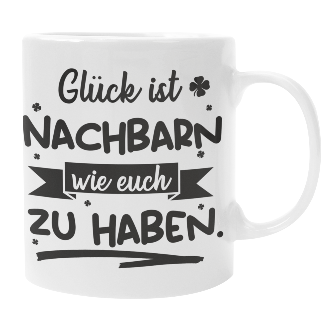 Black And White Or White Mug " Having Neighbors /you."