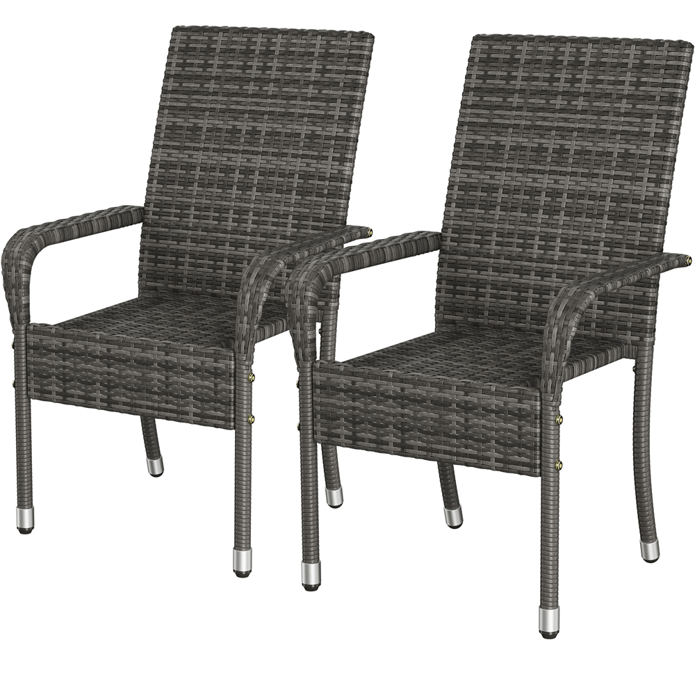Image of Costoffs Rattan-optic Dining Chair Set With Metal Legs, Garden Chair Made Of Pe-rattan, Living Room Chair, Terrace Chair, Seating For Dining Room/balcony/terrace/garden