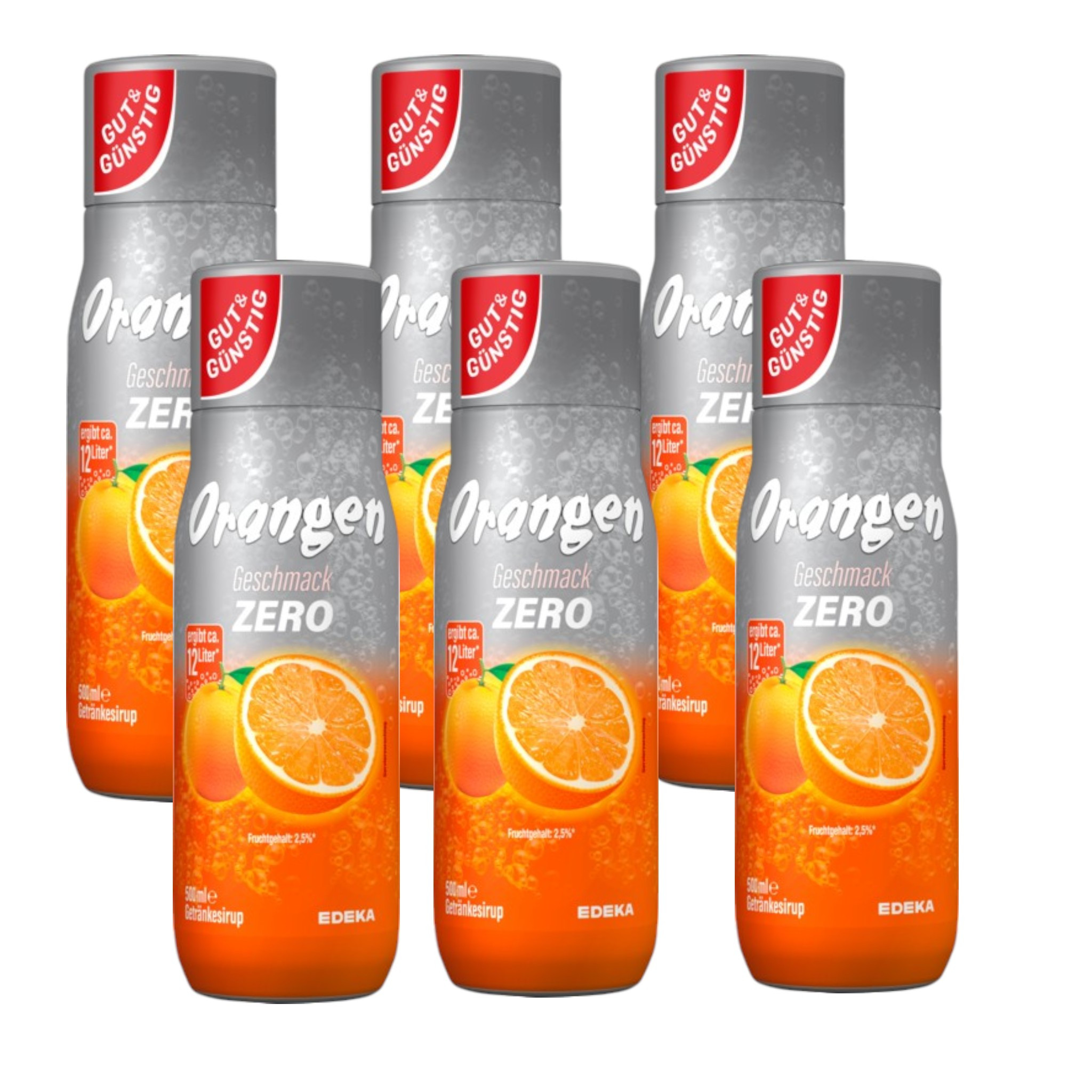 E-shop Gut & Günstig Sirup Orange Zero Getränkesirup 6er Pack (6x 500ml)