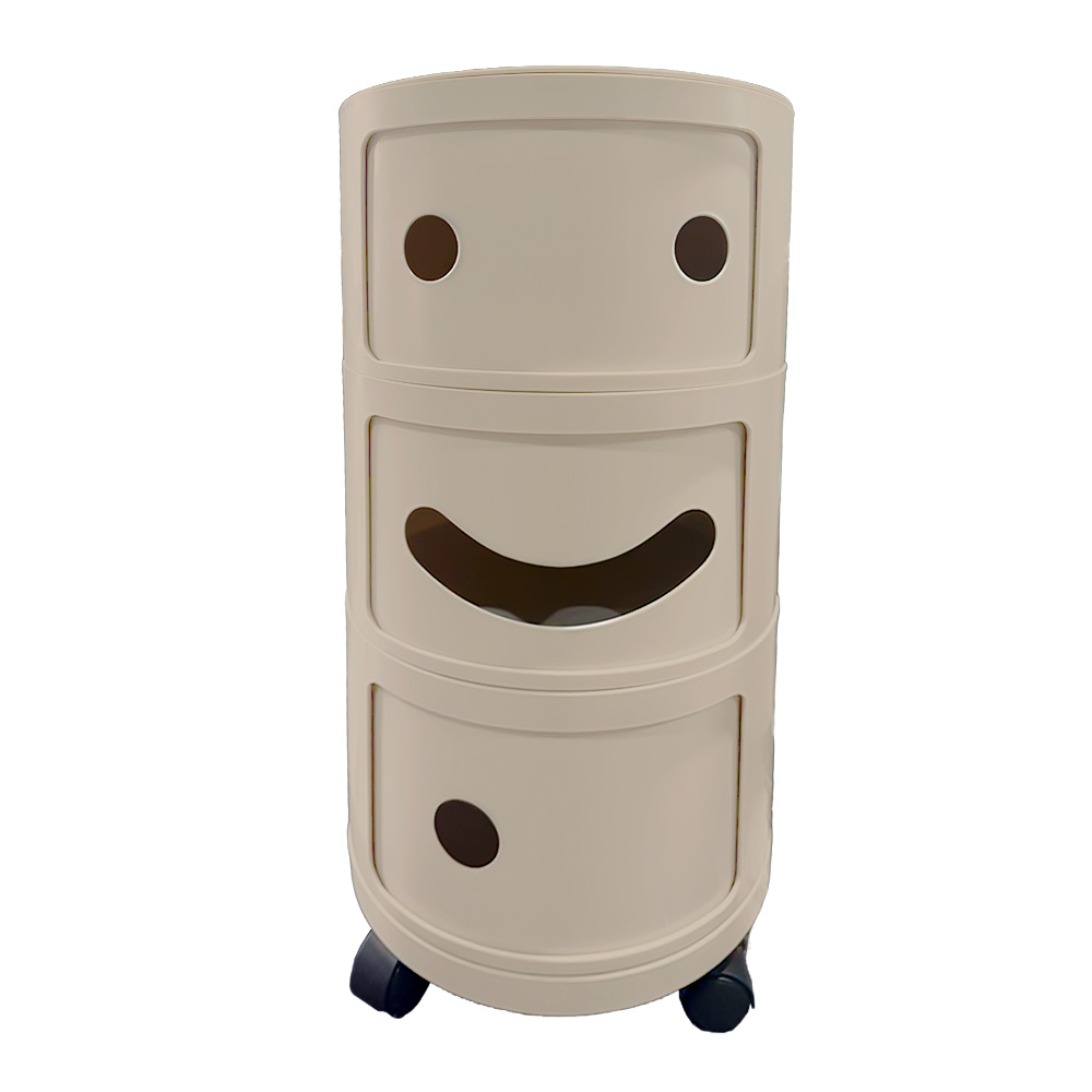 Round Bedside Cabinet, Storage Unit In White, Drawer-type Home Organizer For Bedroom, Living Room & Kitchen, Modern