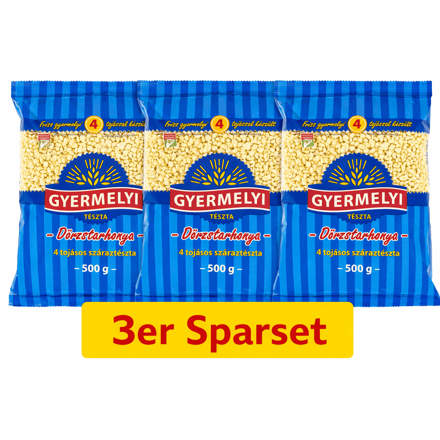 Image of 3-pack Value Set, Homemade Egg Noodles With 4 Eggs 500g, Gyermelyi 4-egg Semolina Pasta