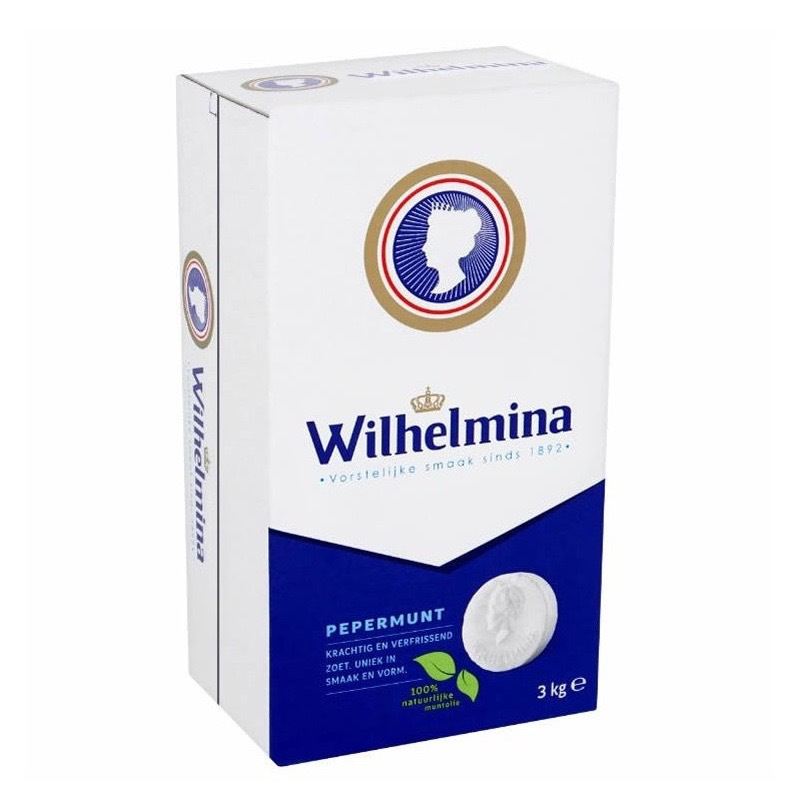 Image of Wilhelmina Peppermint Pastilles - Refreshing Peppermint Bonbons - Classic Mint Flavor & Firm Consistency - 3000g Stock Pack In A Carton