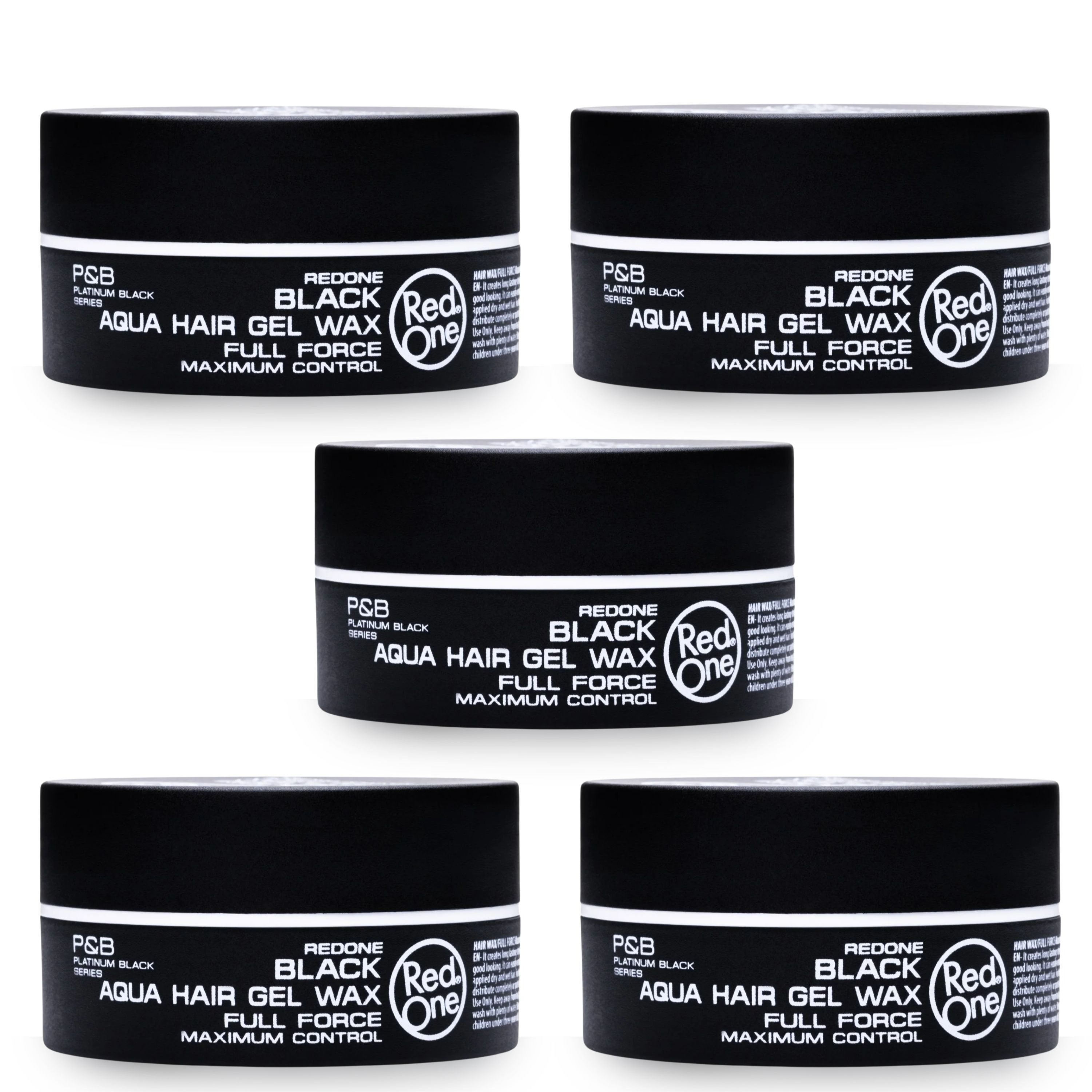 Image of Black Hair Wax Gel - Gel Wax - Hair Wax Gel - Full Force Control - 5 X 150 Ml