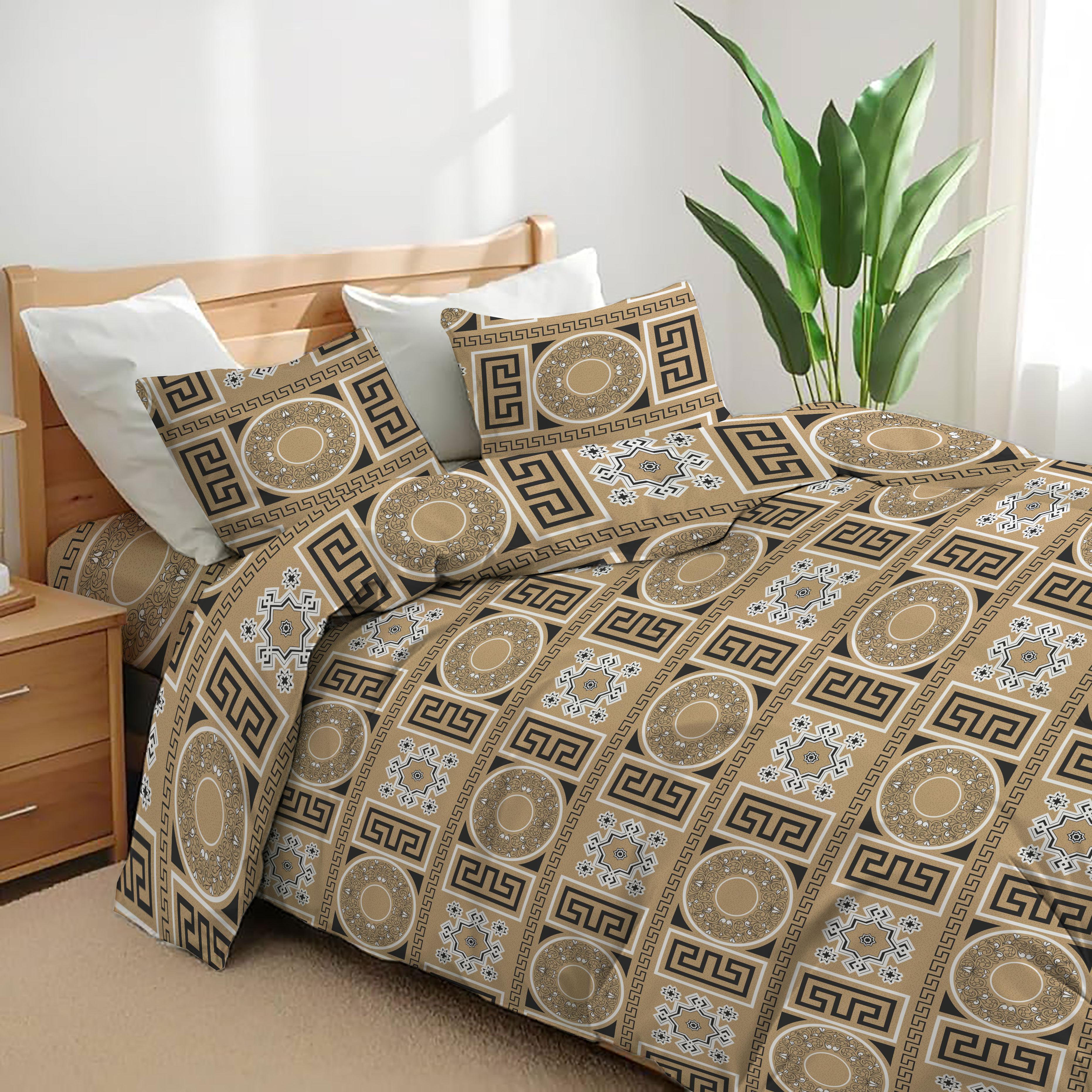 4 Pcs Duvet Complete Bedding Set Soft Brushed Microfibre Duvet Quilt Cover With Pillow Cases and Extra Fitted Sheet Printed in Single Double King Sizes