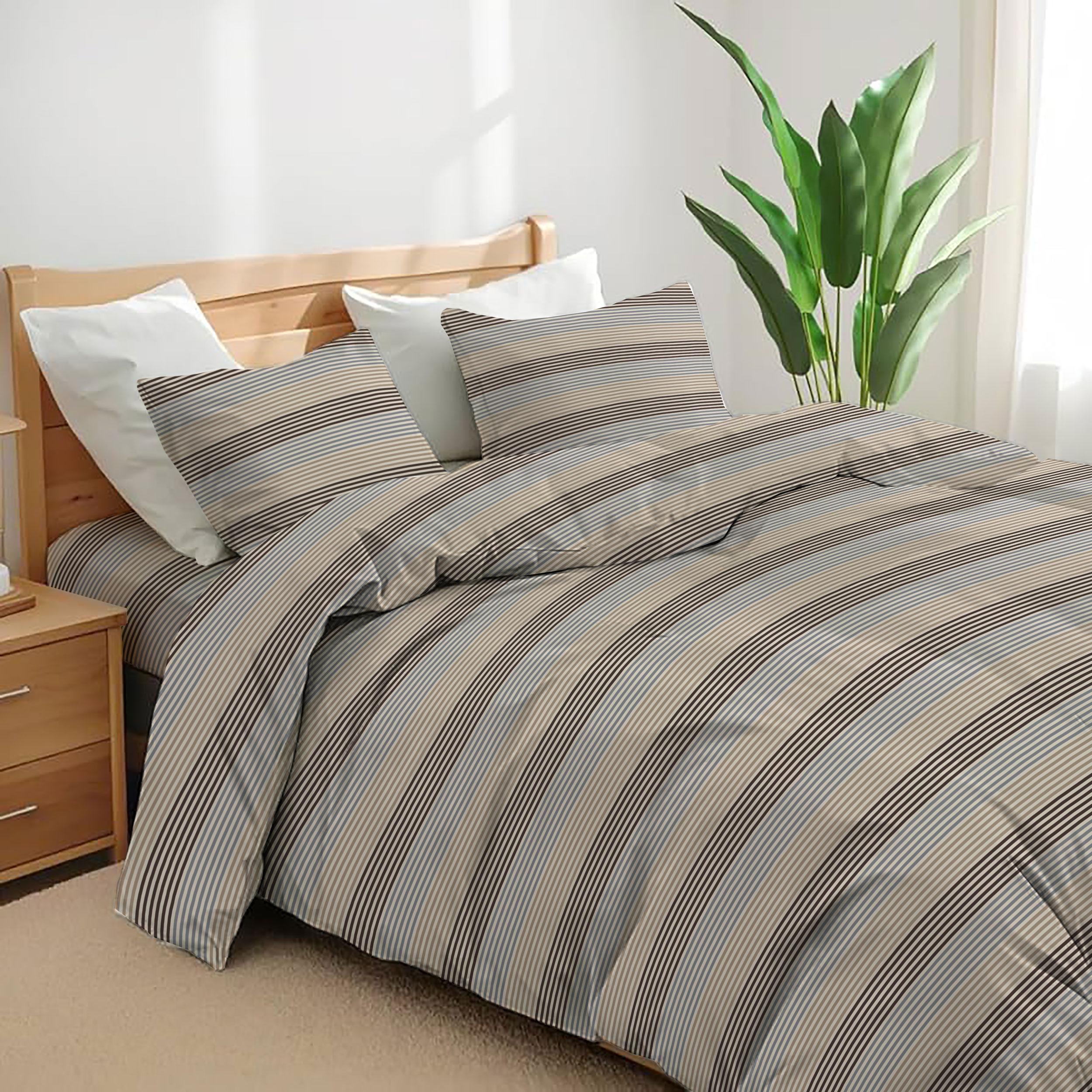 4 Pcs Duvet Complete Bedding Set Soft Brushed Microfibre Duvet Quilt Cover With Pillow Cases and Extra Fitted Sheet Printed in Single Double King Sizes